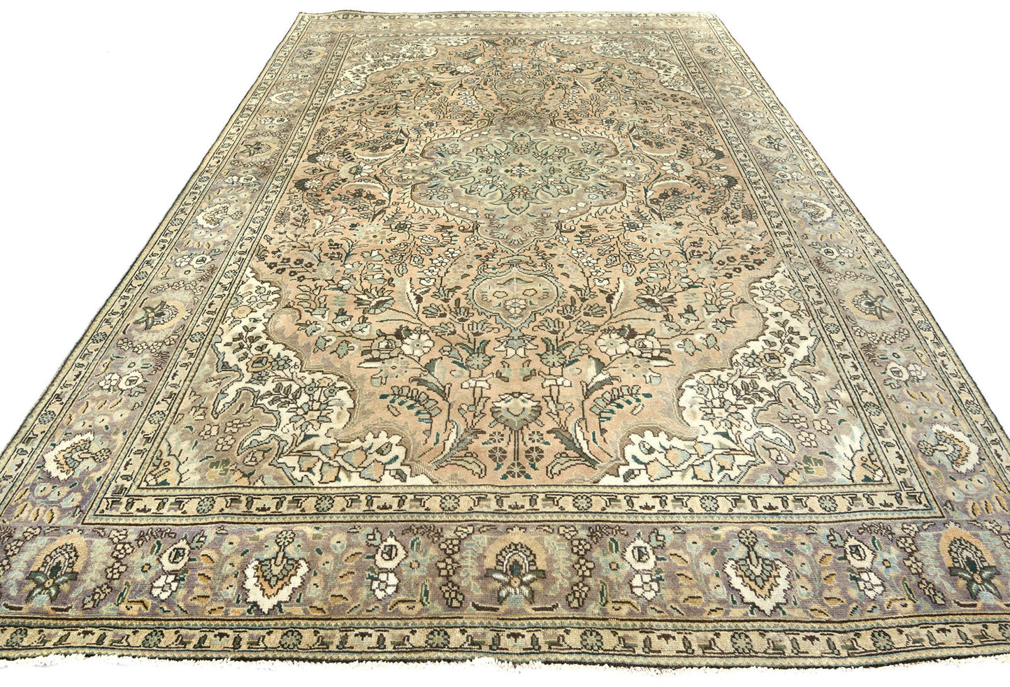 Distressed Vintage Medallion Floral Oriental Rug