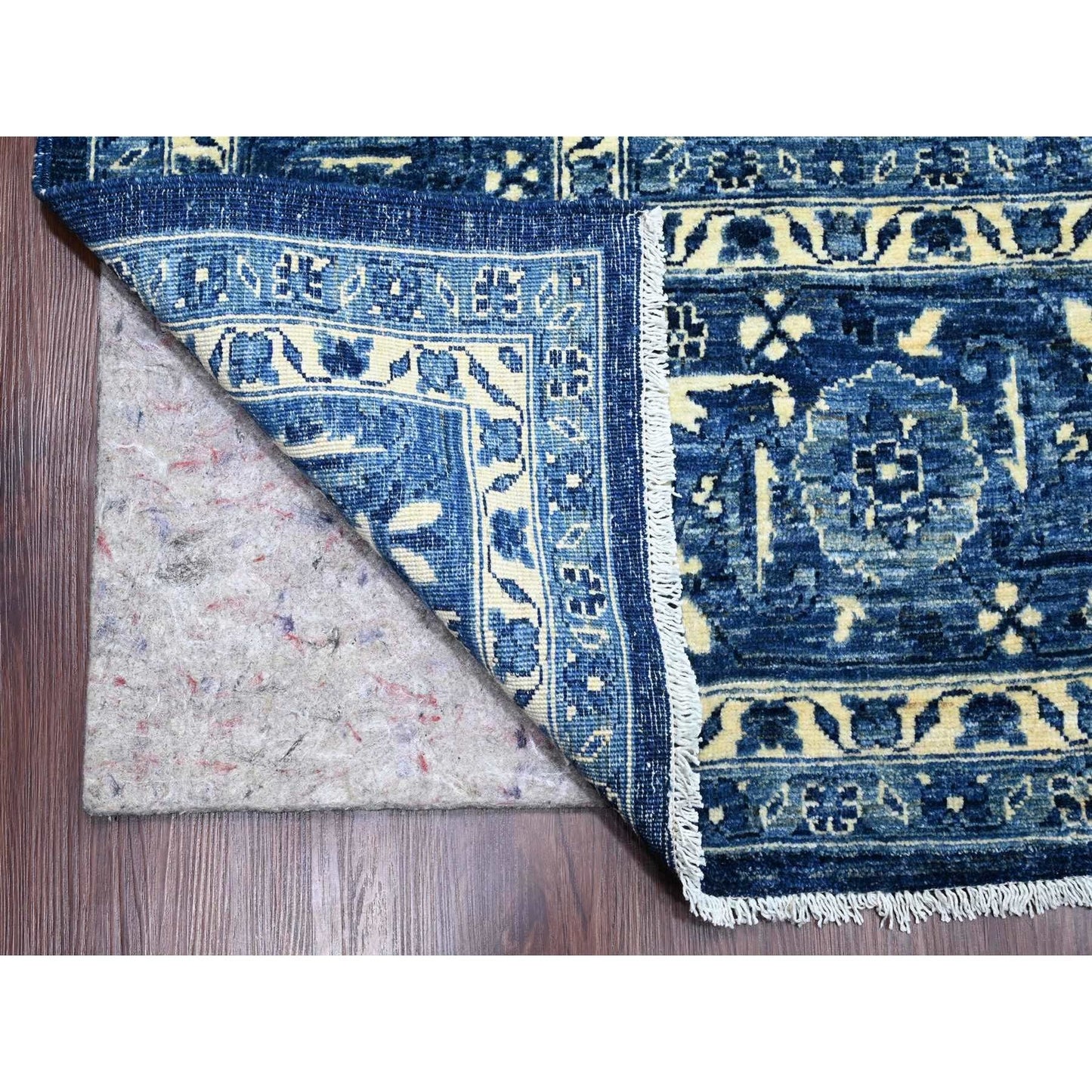 10'X13'10" Denim Blue Seeripe Heris Revival Ghazni Wool Hand Knotted Rug
