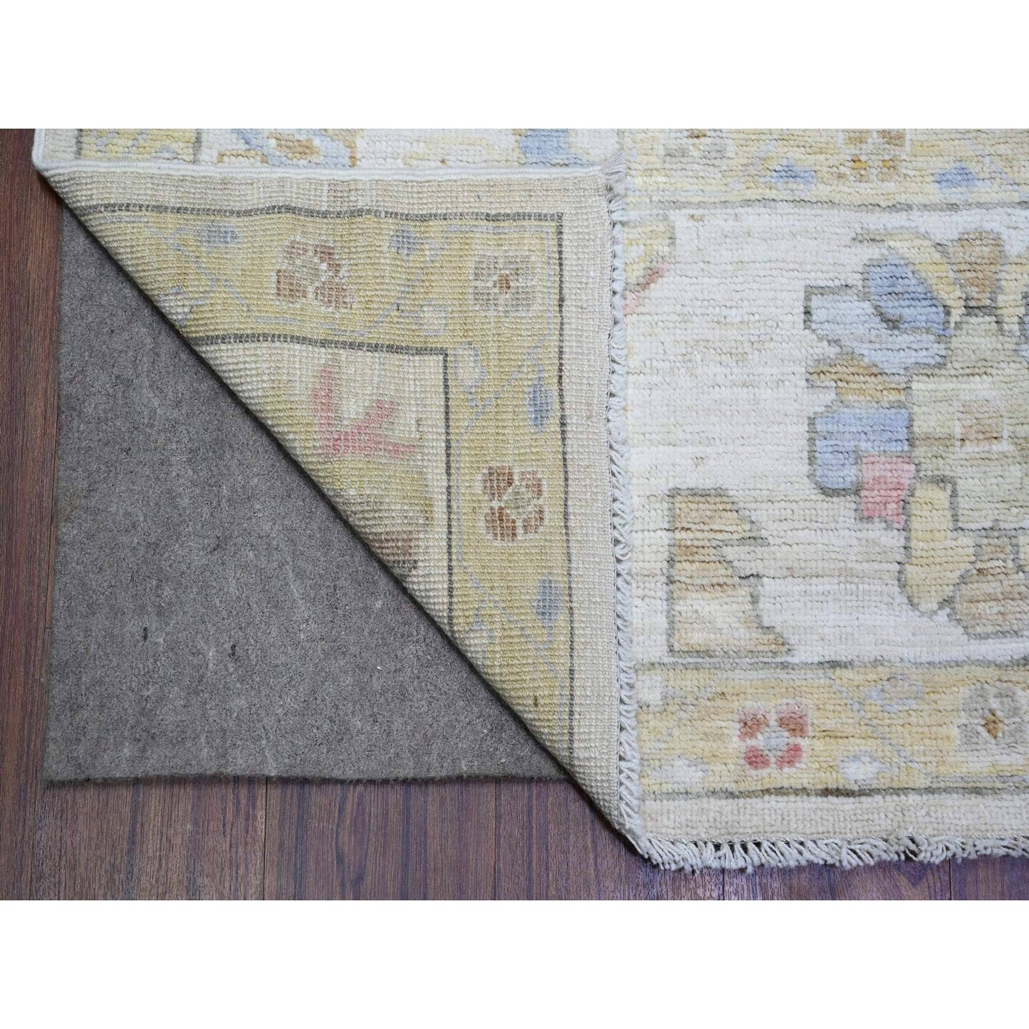 8'X9'9" Ivory Afghan Angora Oushak 100% Wool Hand Knotted Oriental Rug