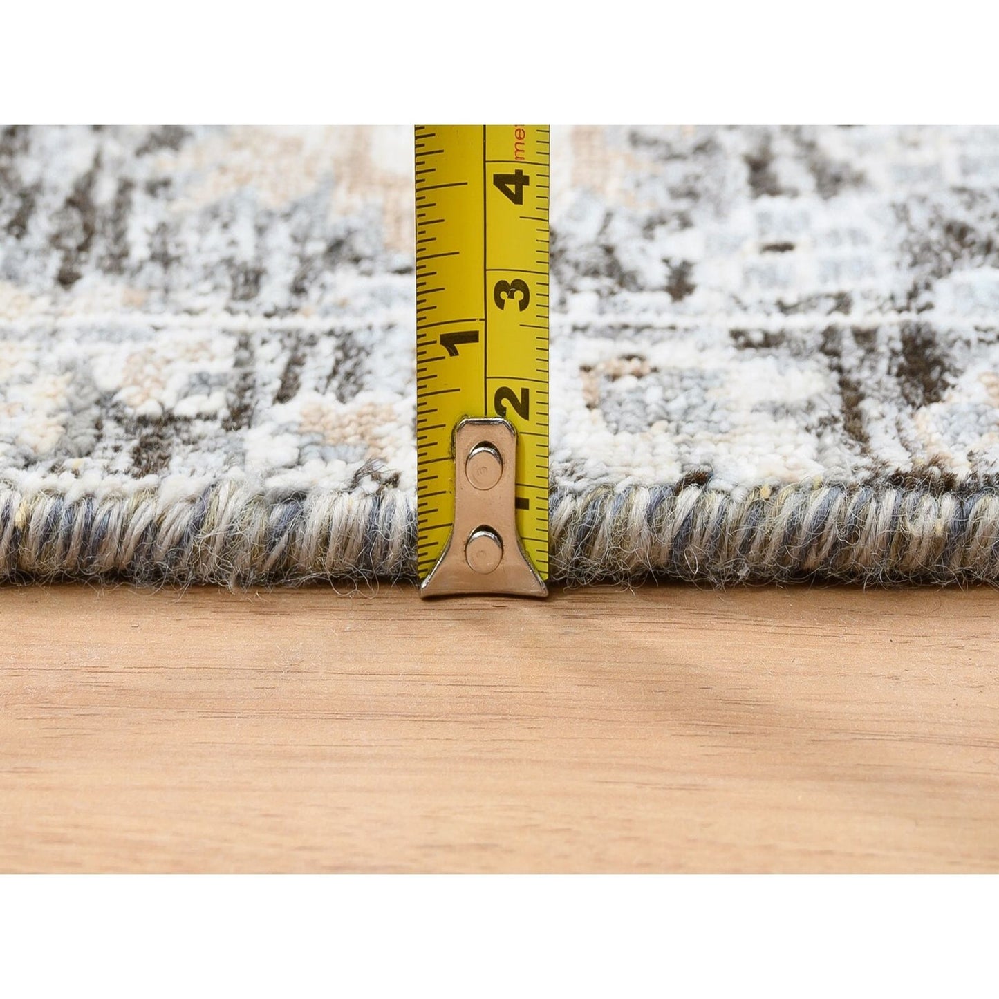 2'7"X8'3" Silver Silk/Wool Hand Knotted Willow And Cypress Runner Rug