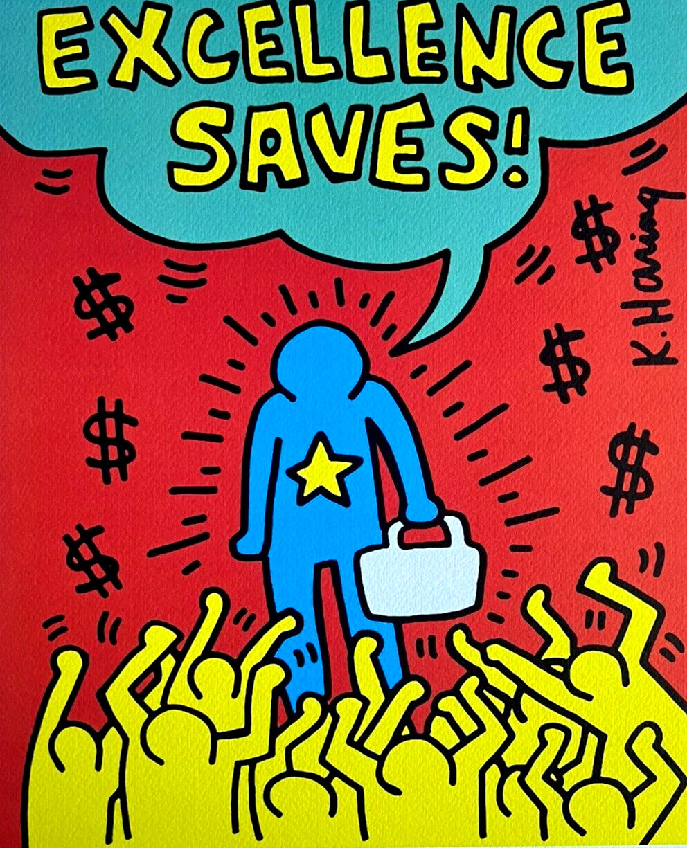 Keith Haring Lithograph Certified Coa Signed In Pen Numbered In Pencil