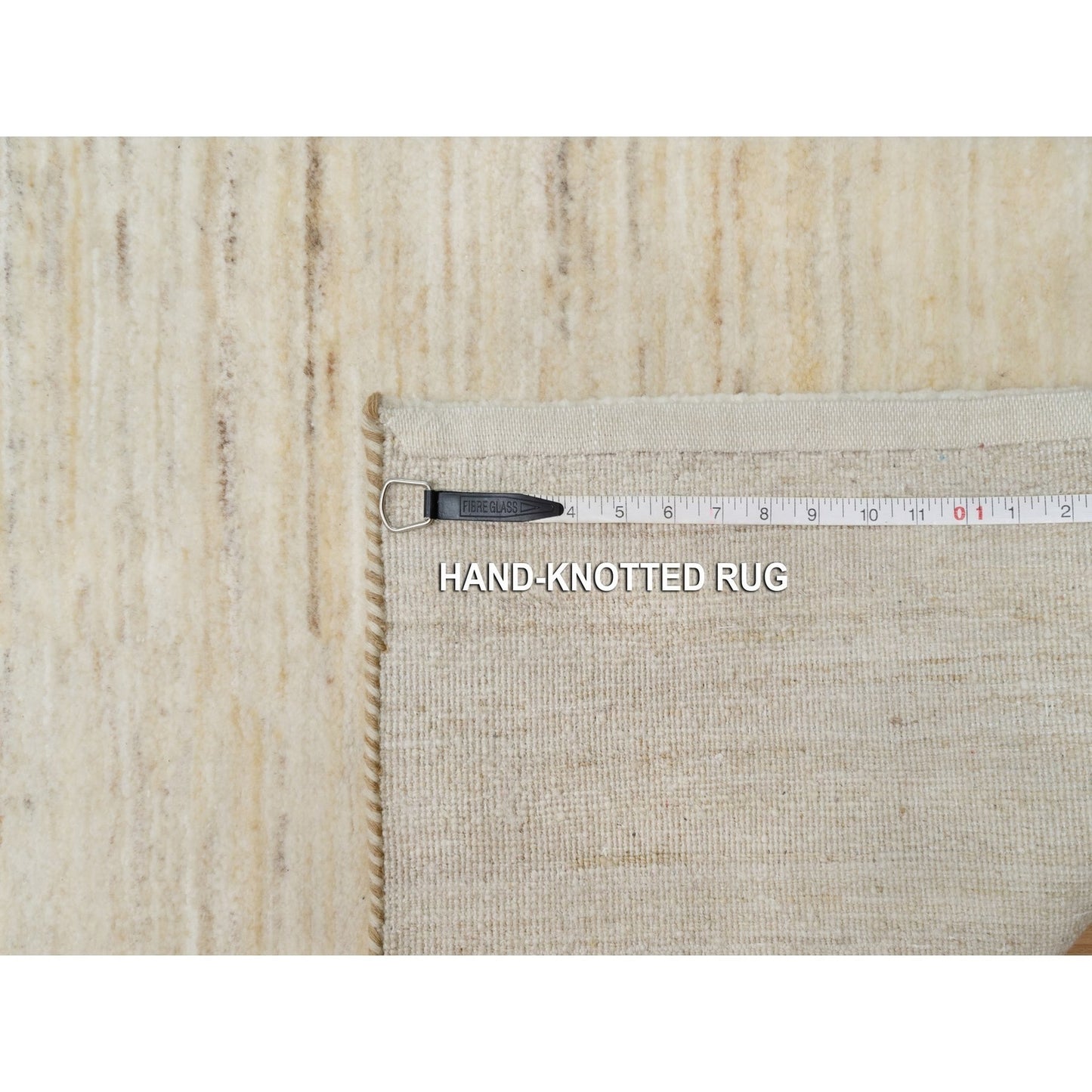 2'6"X11'10" White Modern Lori Buft Gabbeh Wool Hand Knotted Runner Rug