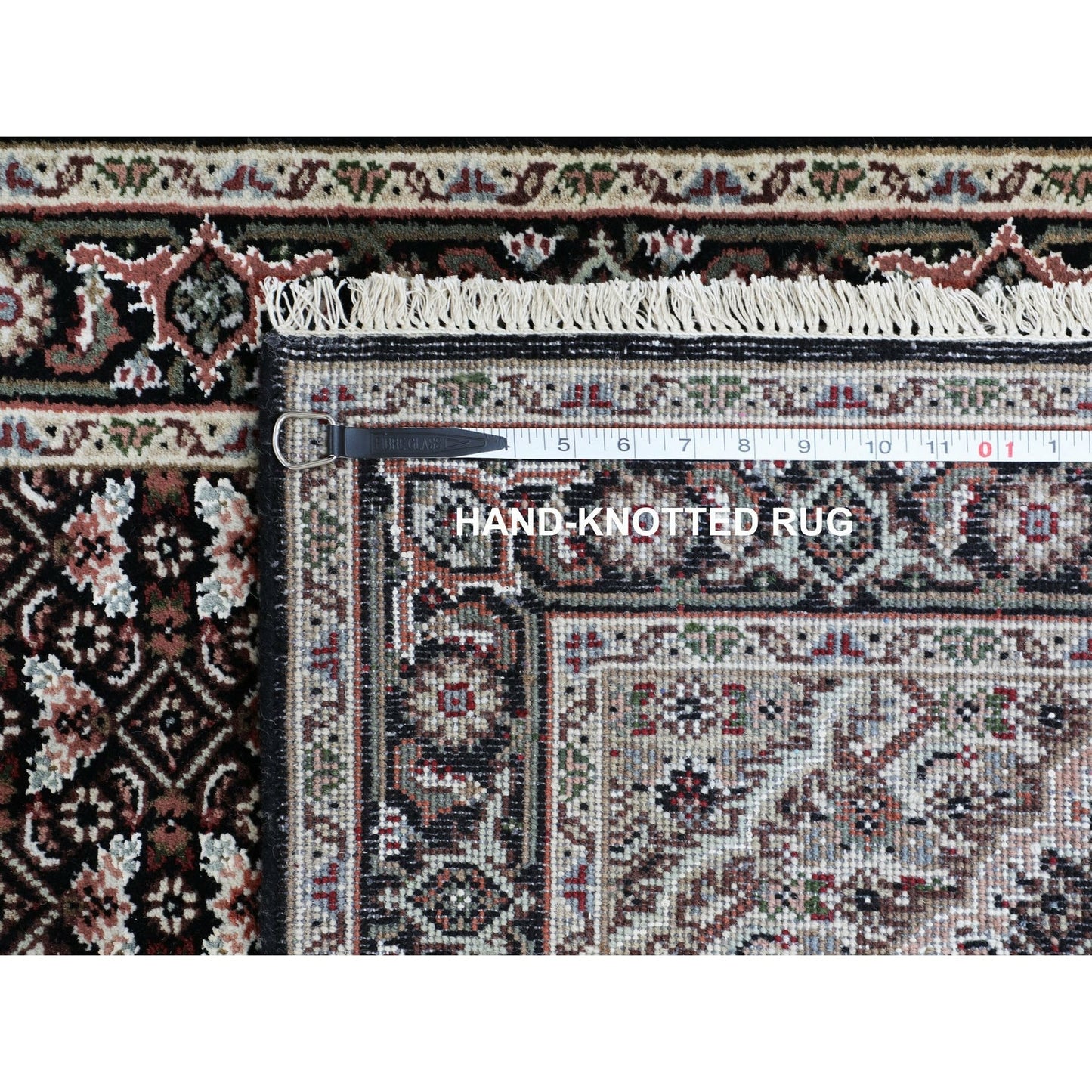 2'6"X10'1" Black Tebraz Mahi Fish Design Runner Hand Knotted Rug