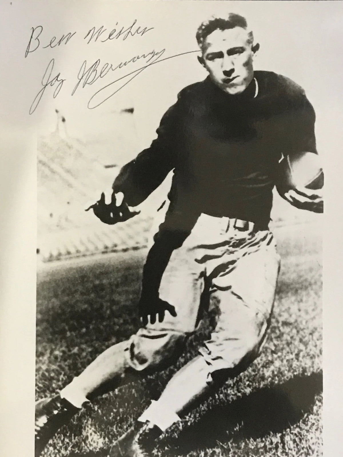 Jay Berwanger Autographed 8X10 Football Photo
