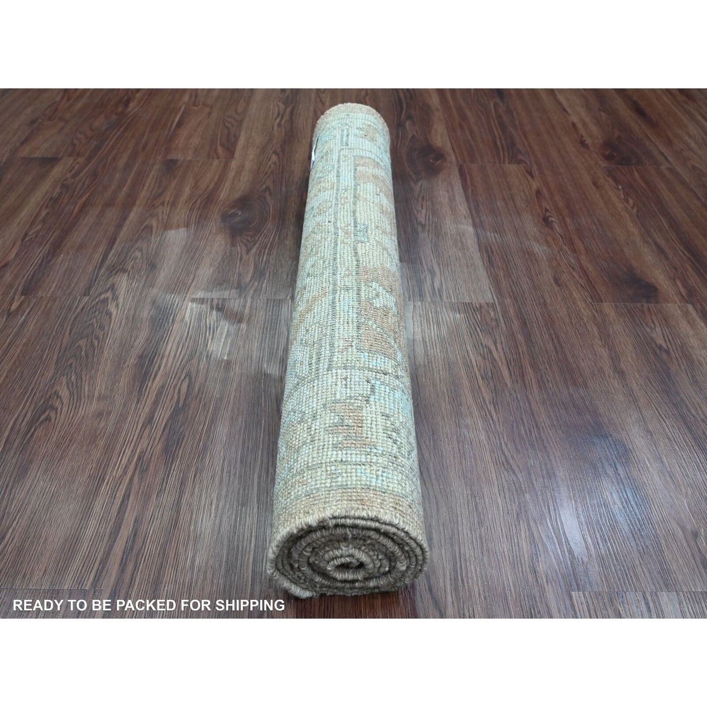 2'9"X9'6" Brown Angora Oushak Leaf Design Hand Knotted Wool Runner Rug