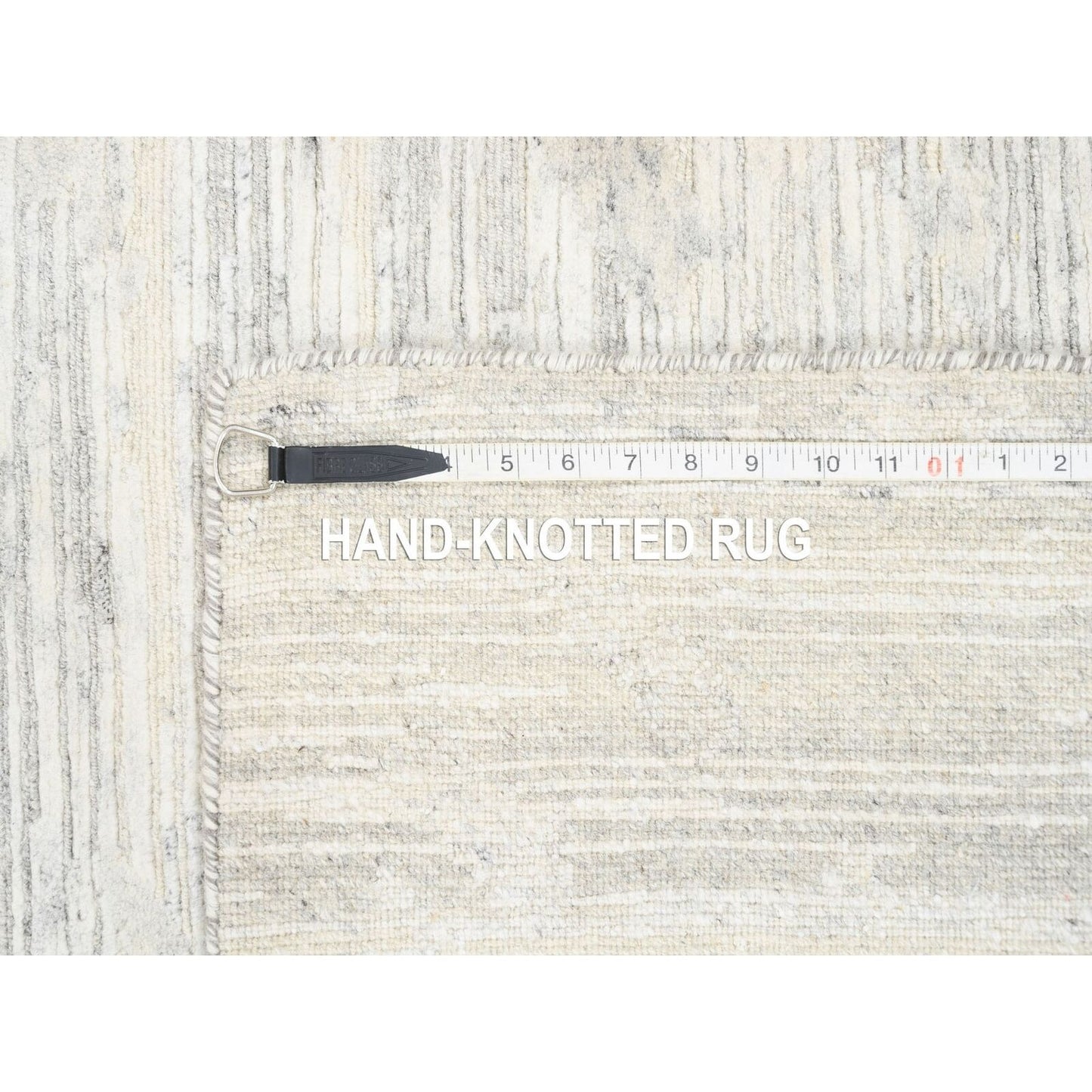 2'7"X12' Hand Spun Undyed Natural Wool Modern Ivory Runner Rug