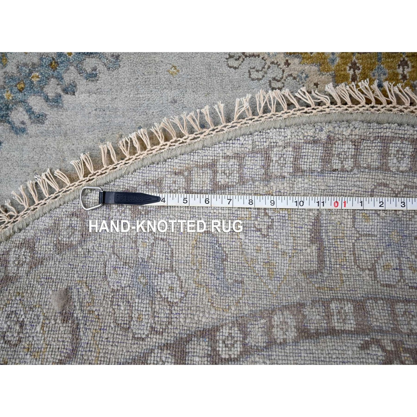 6'X6' Gray Zoroastrian 100% Wool Village Inspired Hand Knotted Round Rug