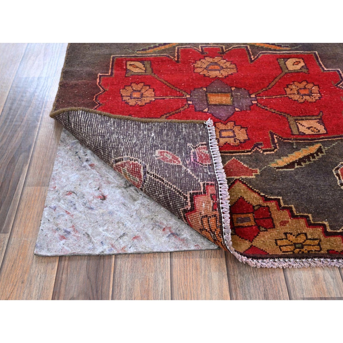 2'8"X7'10" Gray Vintage Zoroastrian Khamadan Hand Knotted Wool Runner Rug