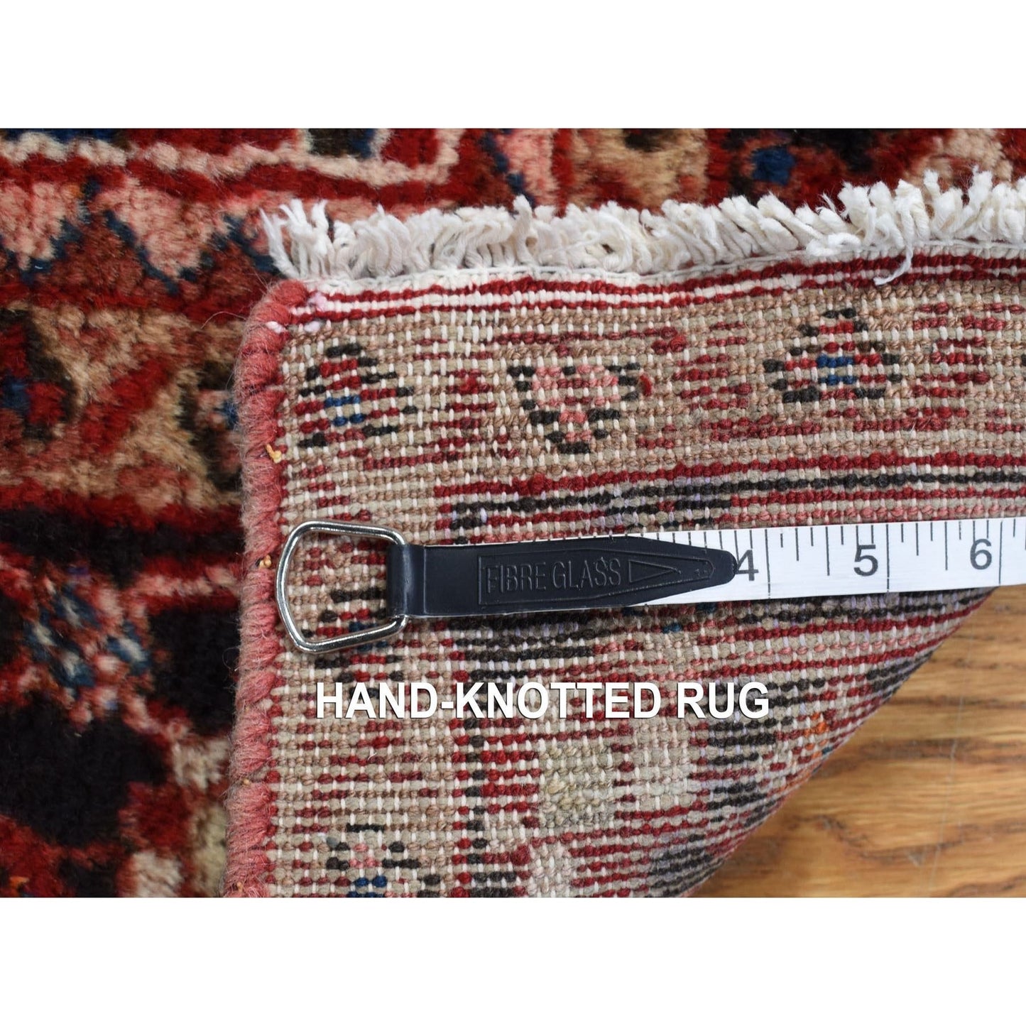 3'7"X10'2" Red Semi Antique Zoroastrian Wool Hand Knotted Wide Runner Rug