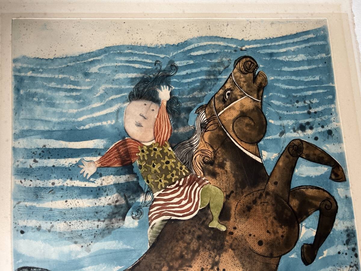 Graciela Rodog " Horse Riding " Large Serigraph