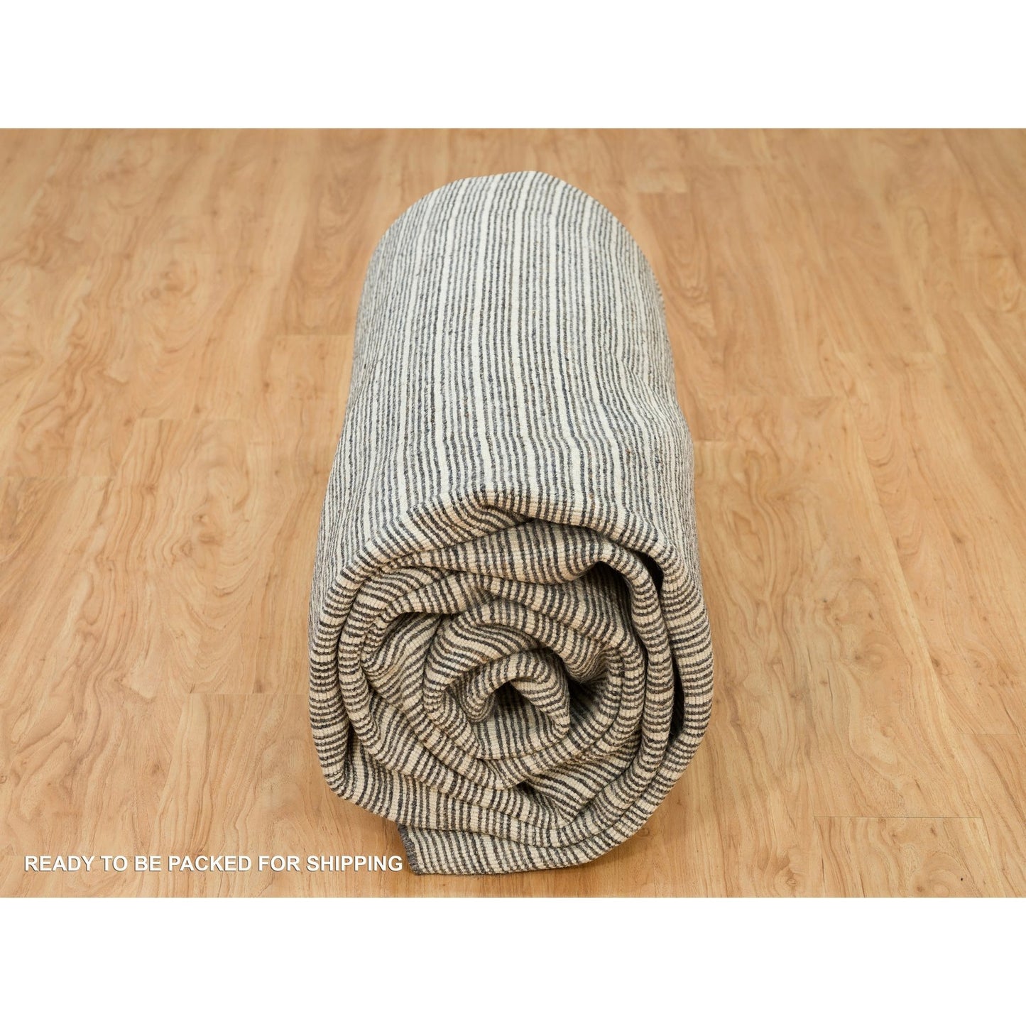 12'X14'9" Gray Modern Box Design Plain Wool Loomed Knotted Oversized Rug