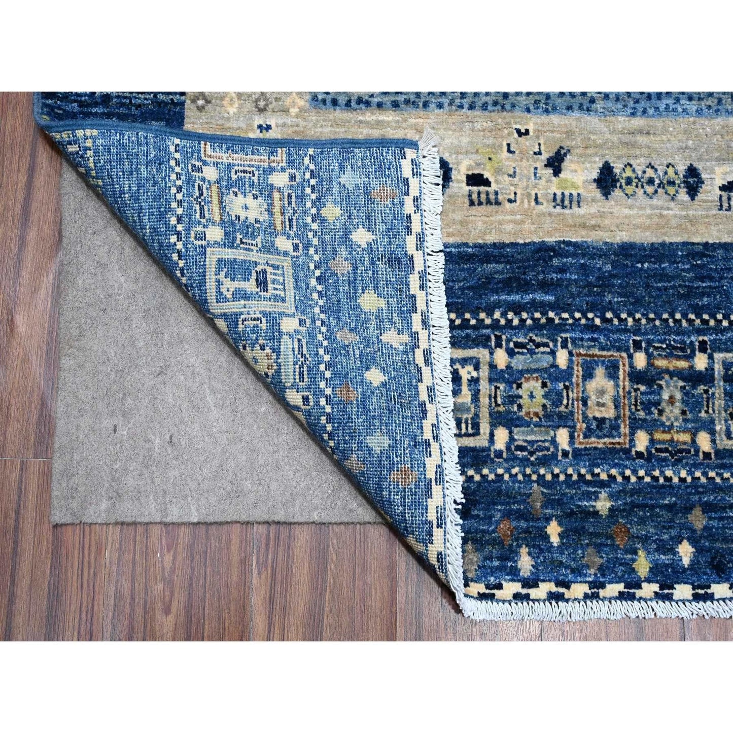 8'X9'7" Dark Sapphire Blue Fine Kashkuli Gabbeh Hand Knotted Oriental Rug