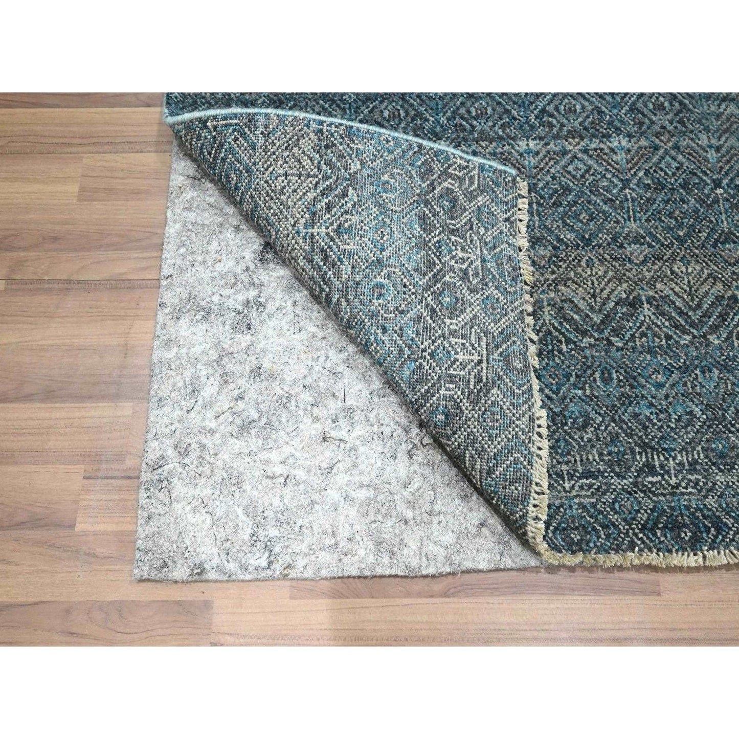 2'7"X7'7" Blue Kohinoor Herat Pattern Soft Wool Hand Knotted Runner Rug