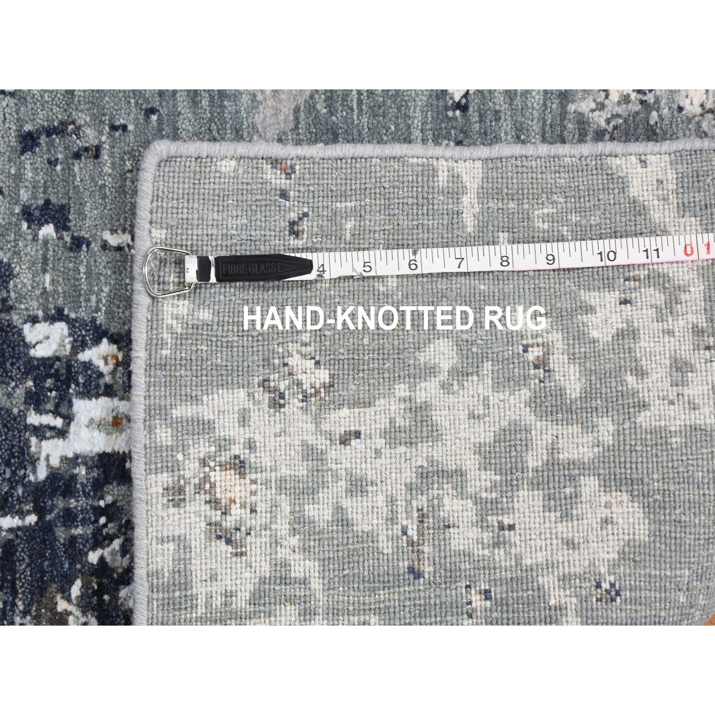 2'6"X10' Dense Weave Abstract Design Wool & Silk Hand Knotted Runner Rug