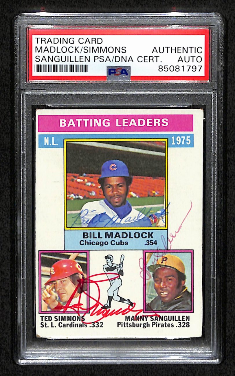 Madlock/Simmons/Sanguillen Signed 1976 Topps Card