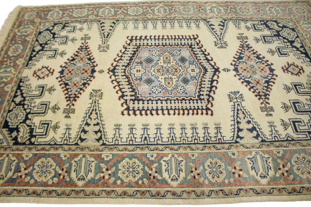 Handmade Indo-Viss Oriental Rug Cream Tribal