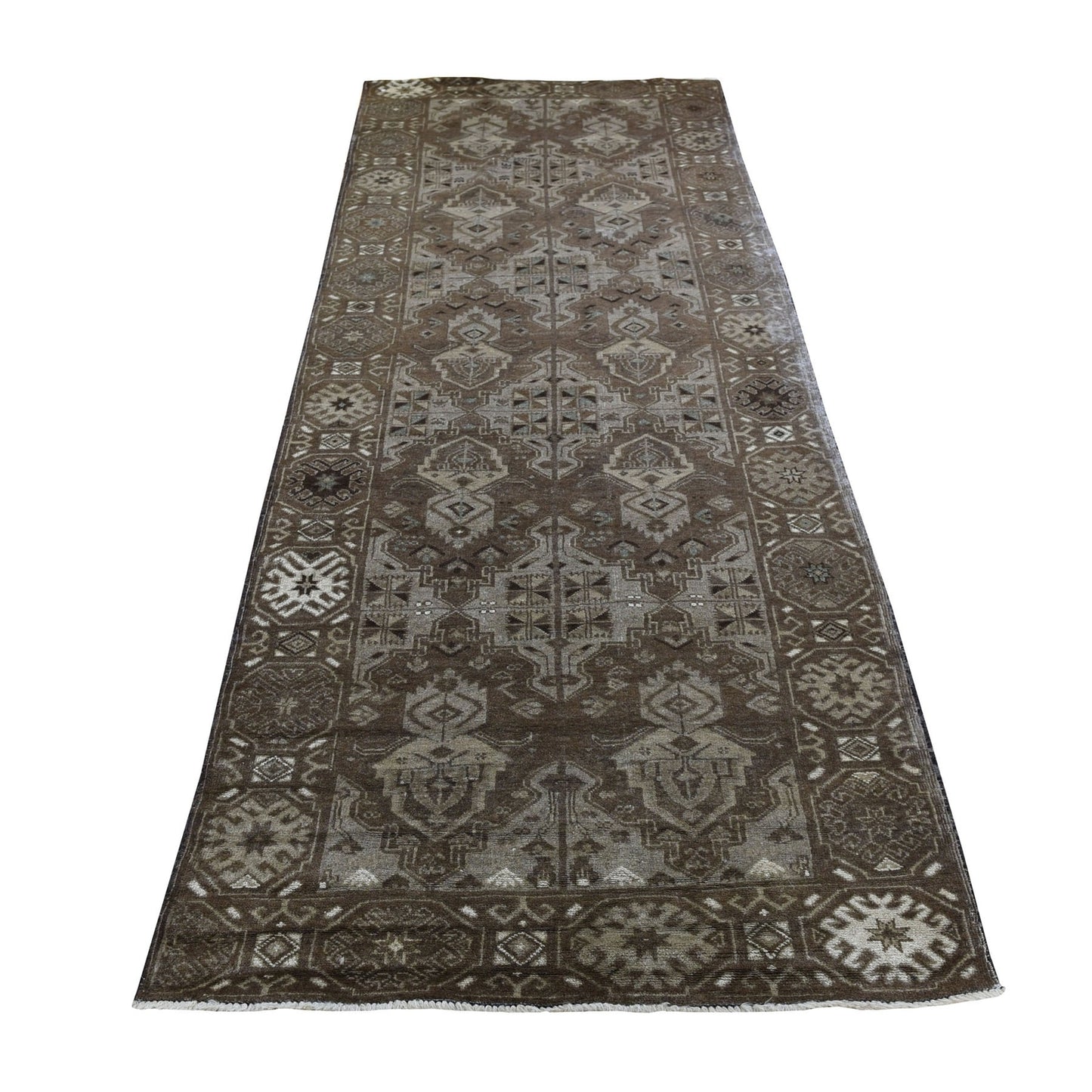 2'10"X9'2" Washed Out With Natural Colors Runner Tribal Hand Knotted Rug