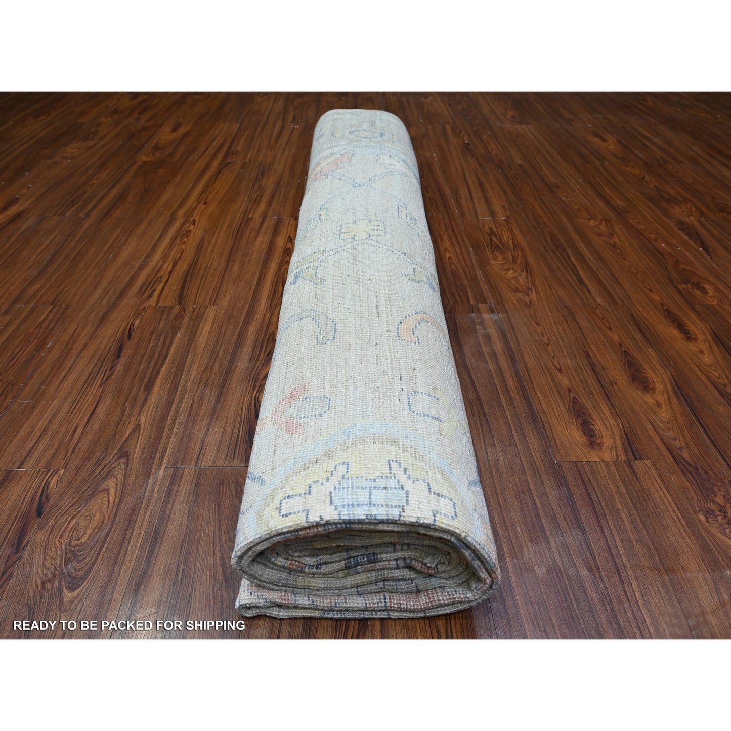 9'10"X13'6" Alabaster White Afghan Angora Oushak Wool Hand Knotted Rug