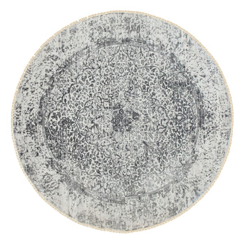 8'X8' Wool And Silk Hand Knotted Broken Design Round Fine Rug