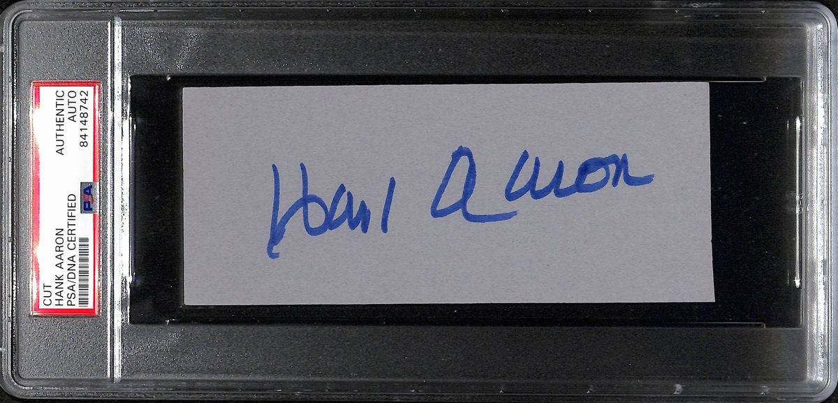 Hank Aaron Hof Signed/Autographed 6X2.5 Cut Card