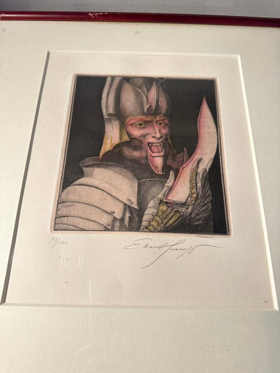 Ernst Fuchs Hand-Signed Limited Edition Etching (19/100) Knight Portrait -
