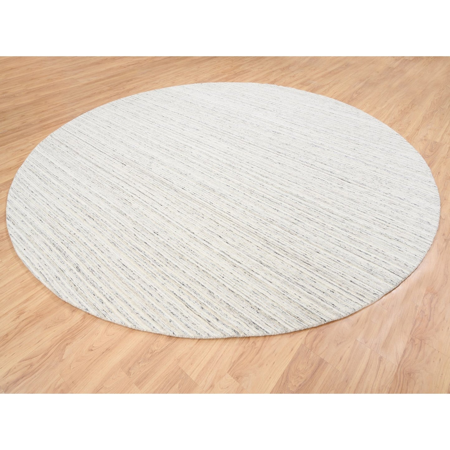 11'10"X11'10" Hand Loomed Natural Wool Plain Modern Design Gray Round Rug