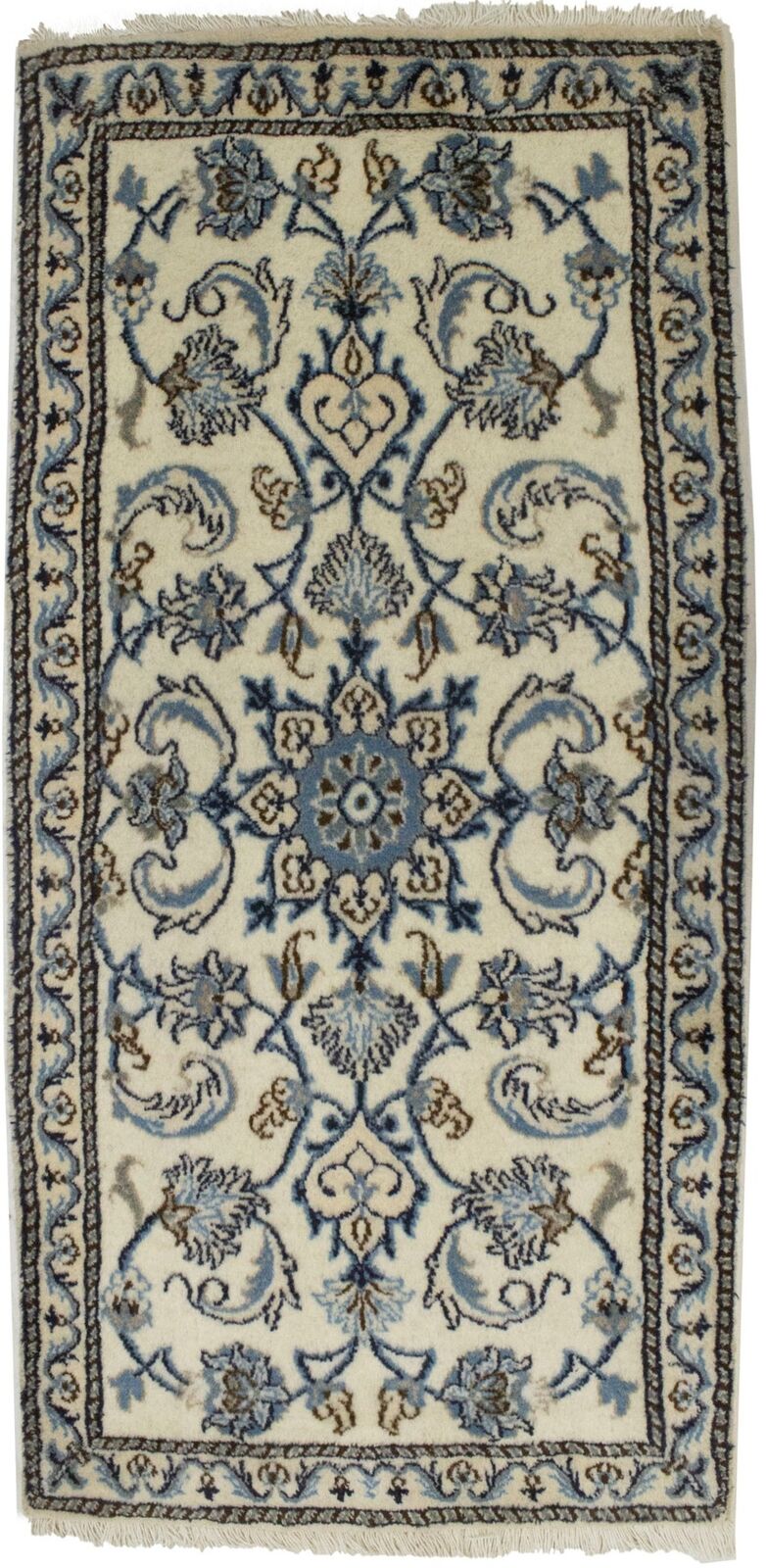 Handmade Nain Oriental Rug Small Wool Carpet