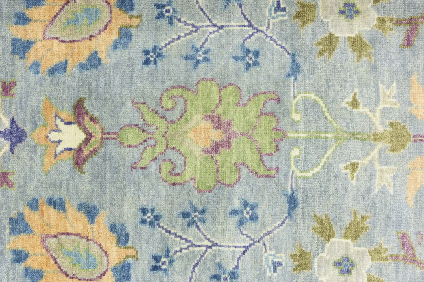 Hand-Knotted Gray Floral Chobi Oriental Rug