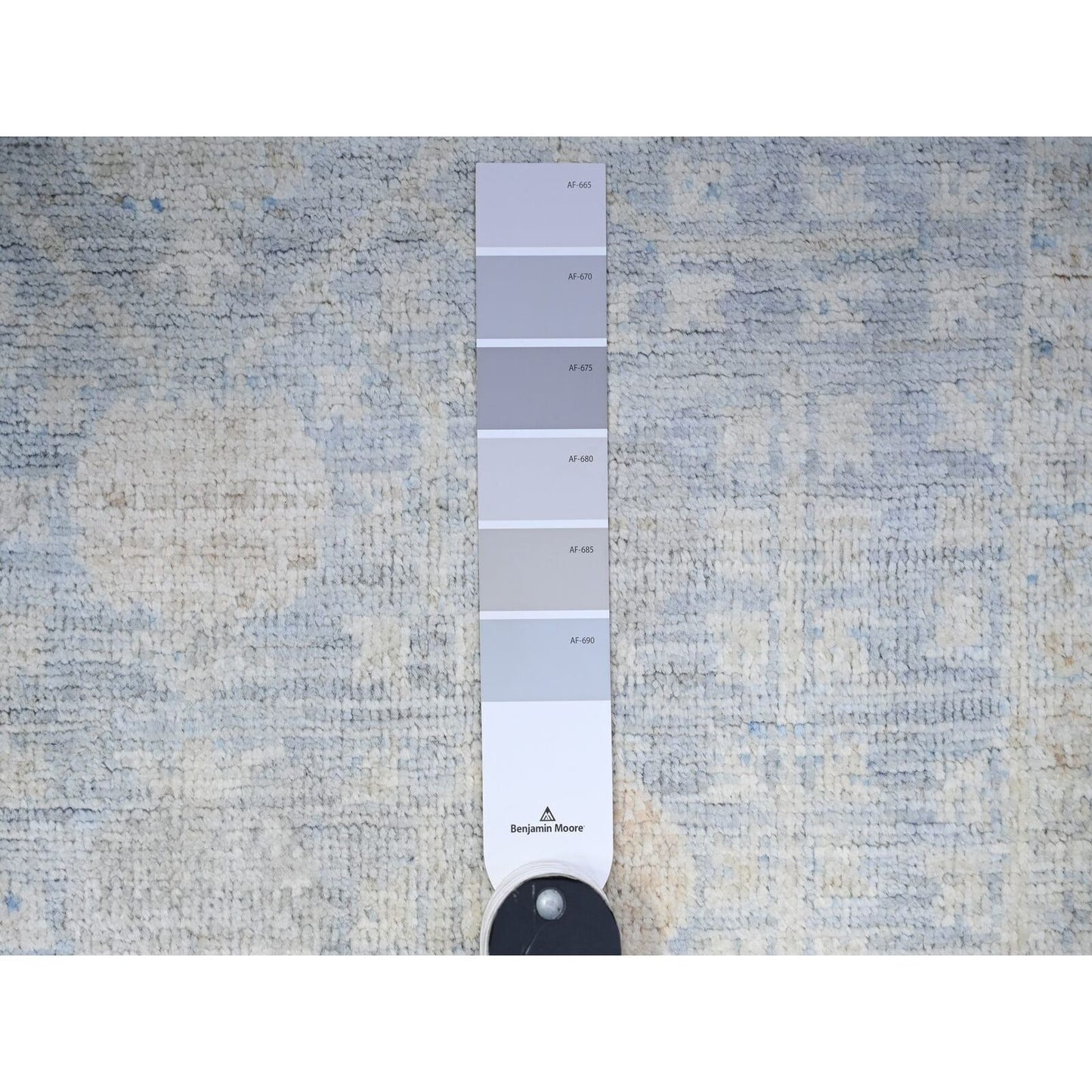 4'X10' Oxford Gray White Wash Pomegranate Wool Hand Knotted Oriental Rug