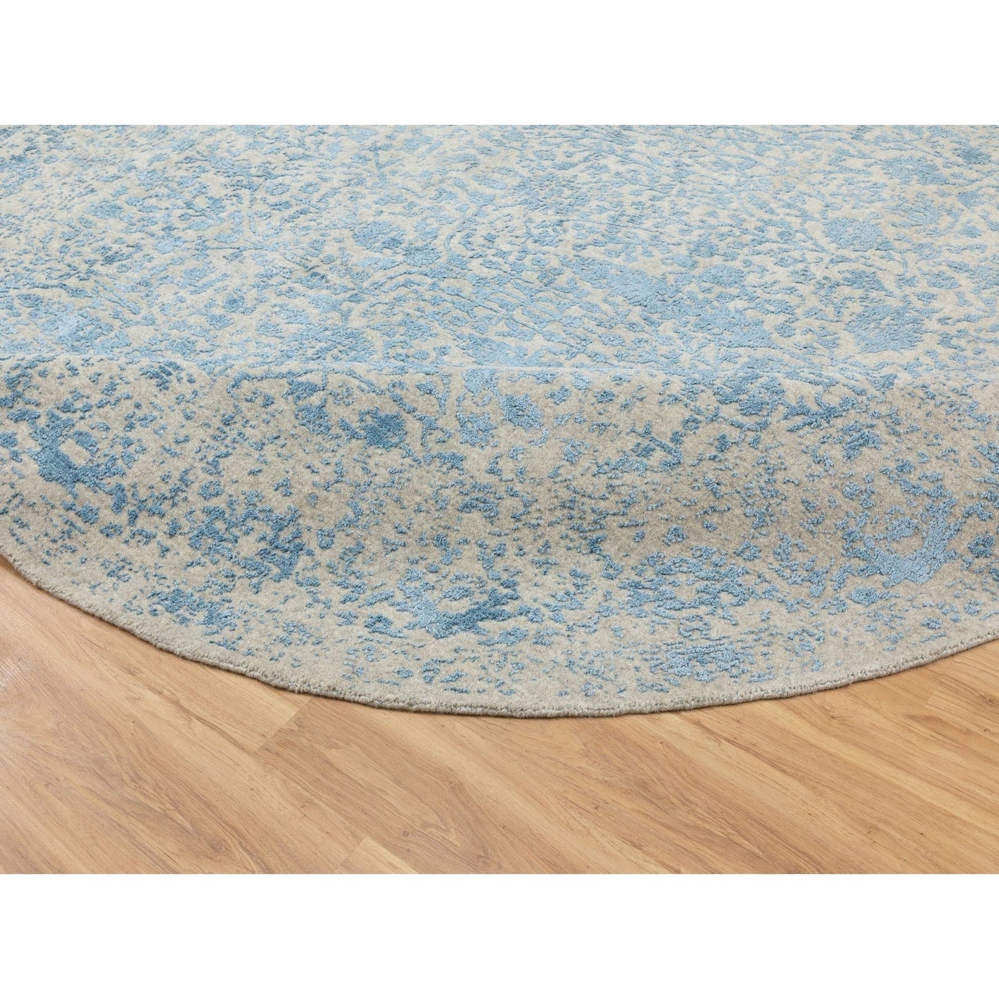 9'10"X9'10" Ivory Jacquard Handloomed Broken Cypress Treedesign Rug