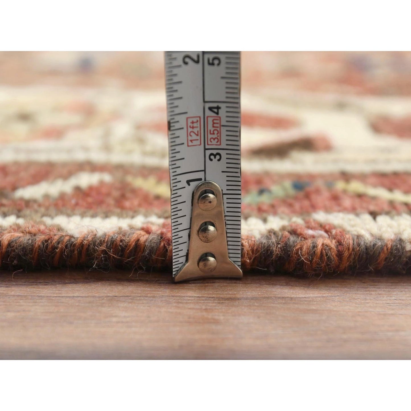 3'7"X9'10" Brown Vintage Farsian Worn Wool Hand Knotted Wide Runner Rug