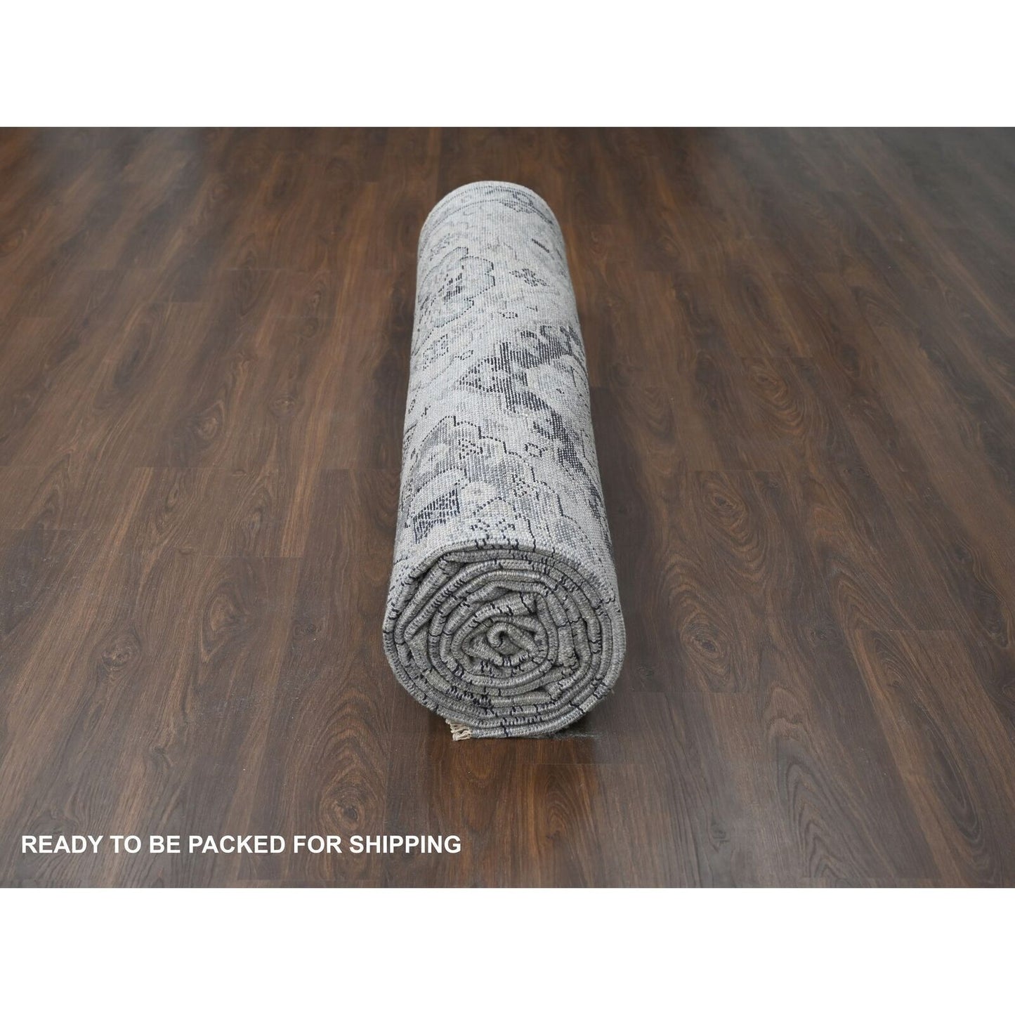 12'X17'9" Gray Hand Knotted Anatolian Design Organic Wool Oversized Rug