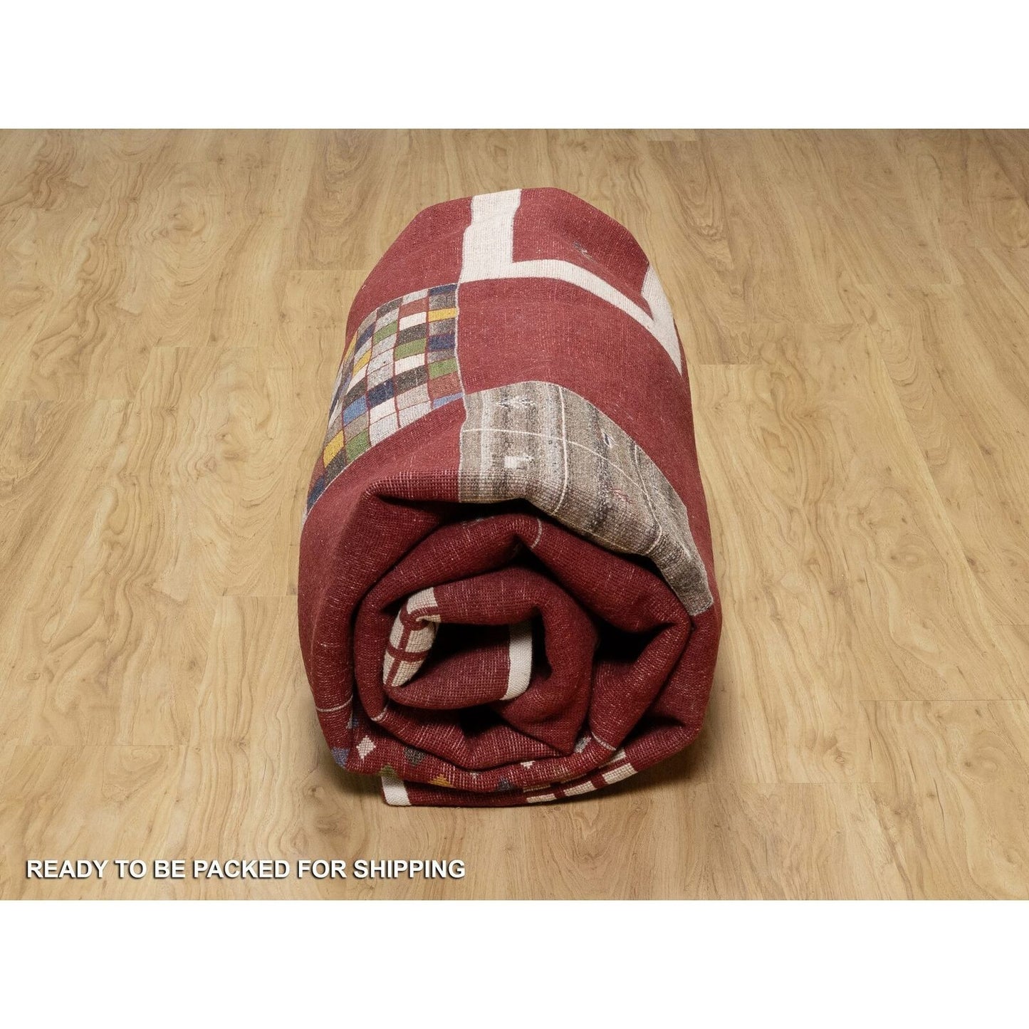 8'X10'1" Sangria Red Modern Hand Knotted Lori Buft Gabbeh Soft Wool Rug