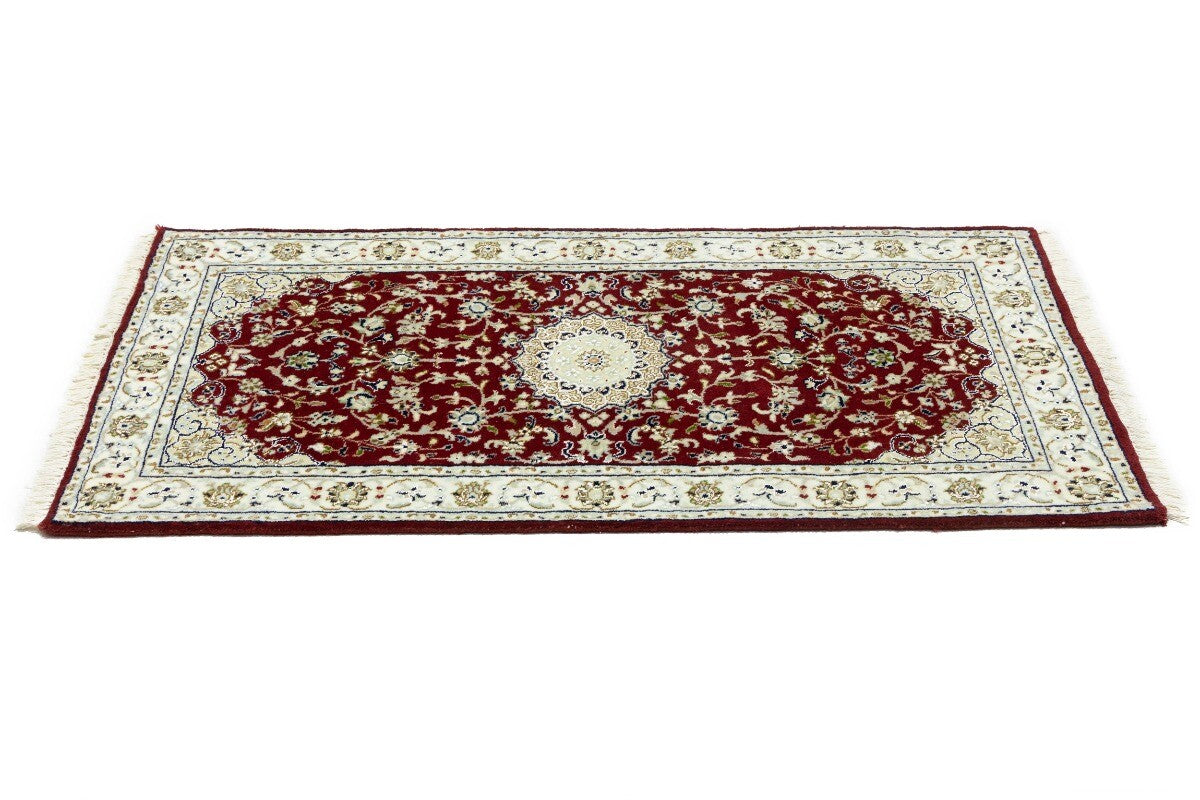 Handmade Indo-Nain Oriental Rug Classic Red
