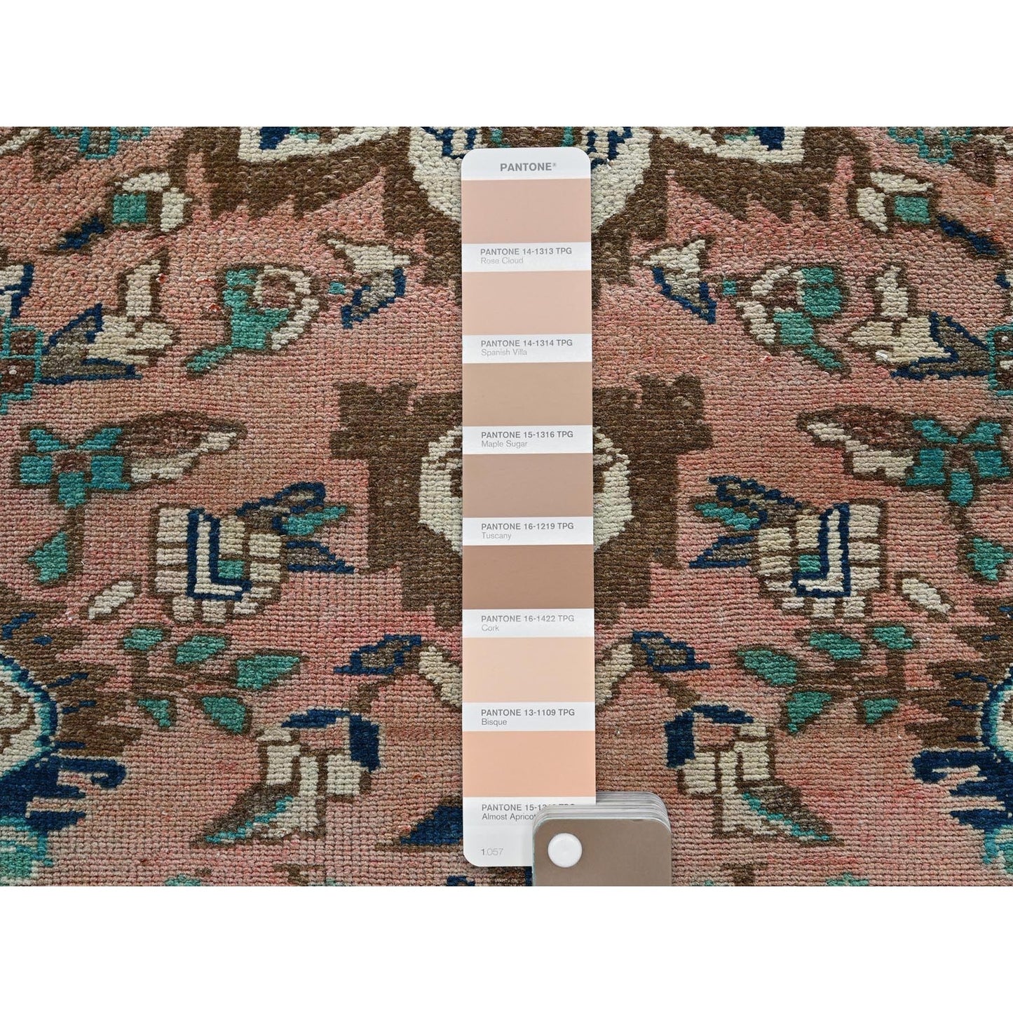 2'X9' Salmon Pink Vintage Zoroastrian Heris Hand Knotted Wool Runner Rug