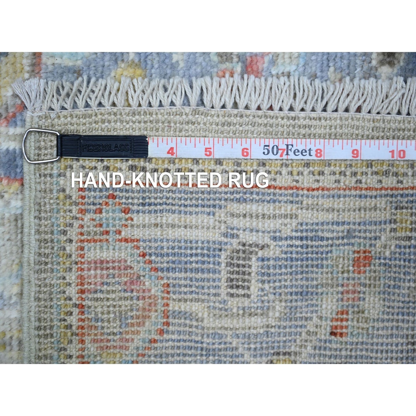 2'4"X19'8" Gray Wool Hand Knotted Afghan Angora Oushak Xl Runner Rug