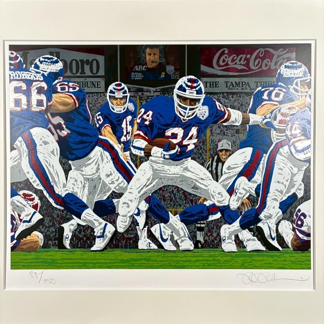 Rick Rush "Football" Serigraph Signed Framed 1991 New York Giants Super Bowl
