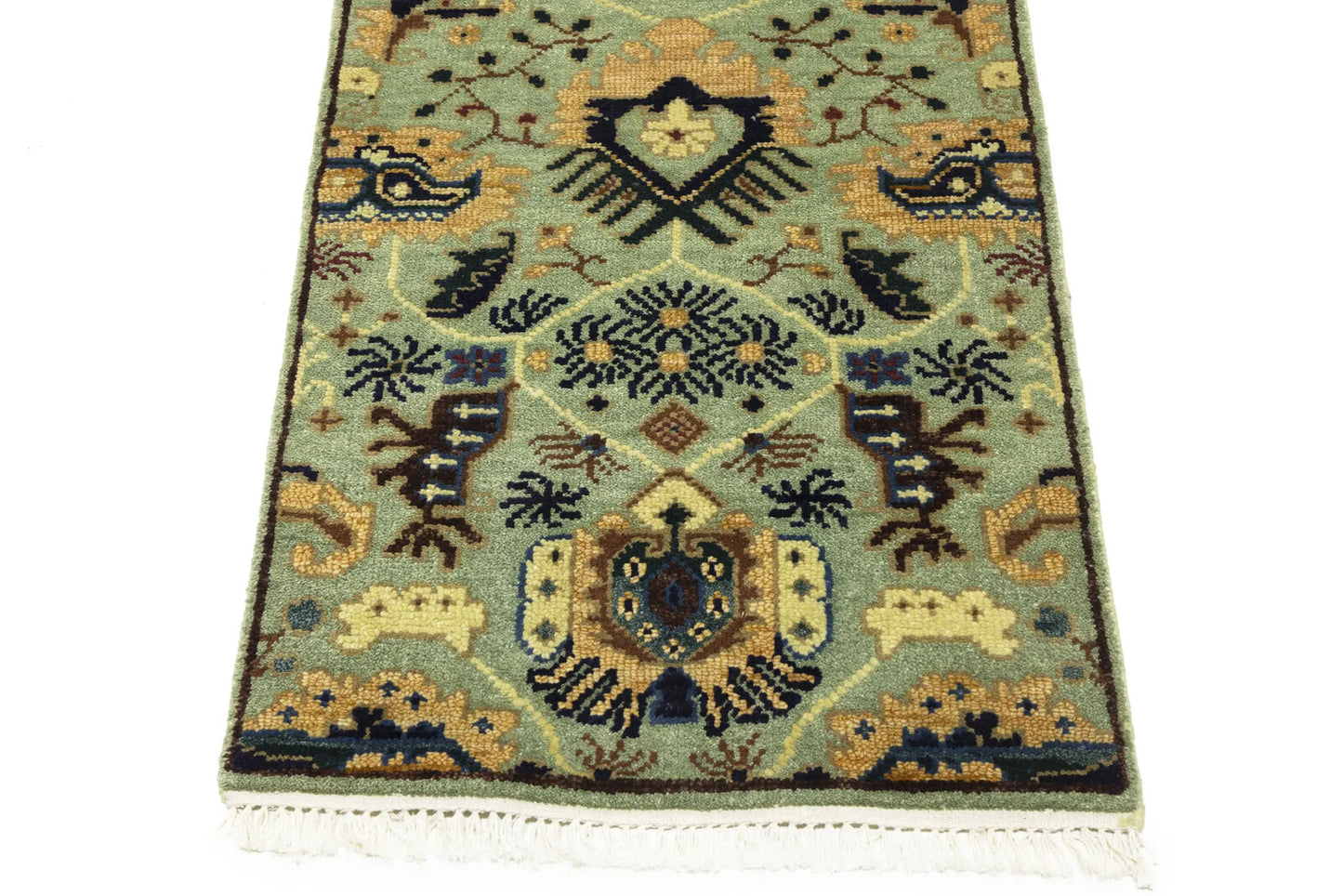 Geometric Tribal Oriental Runner Rug Light Gray