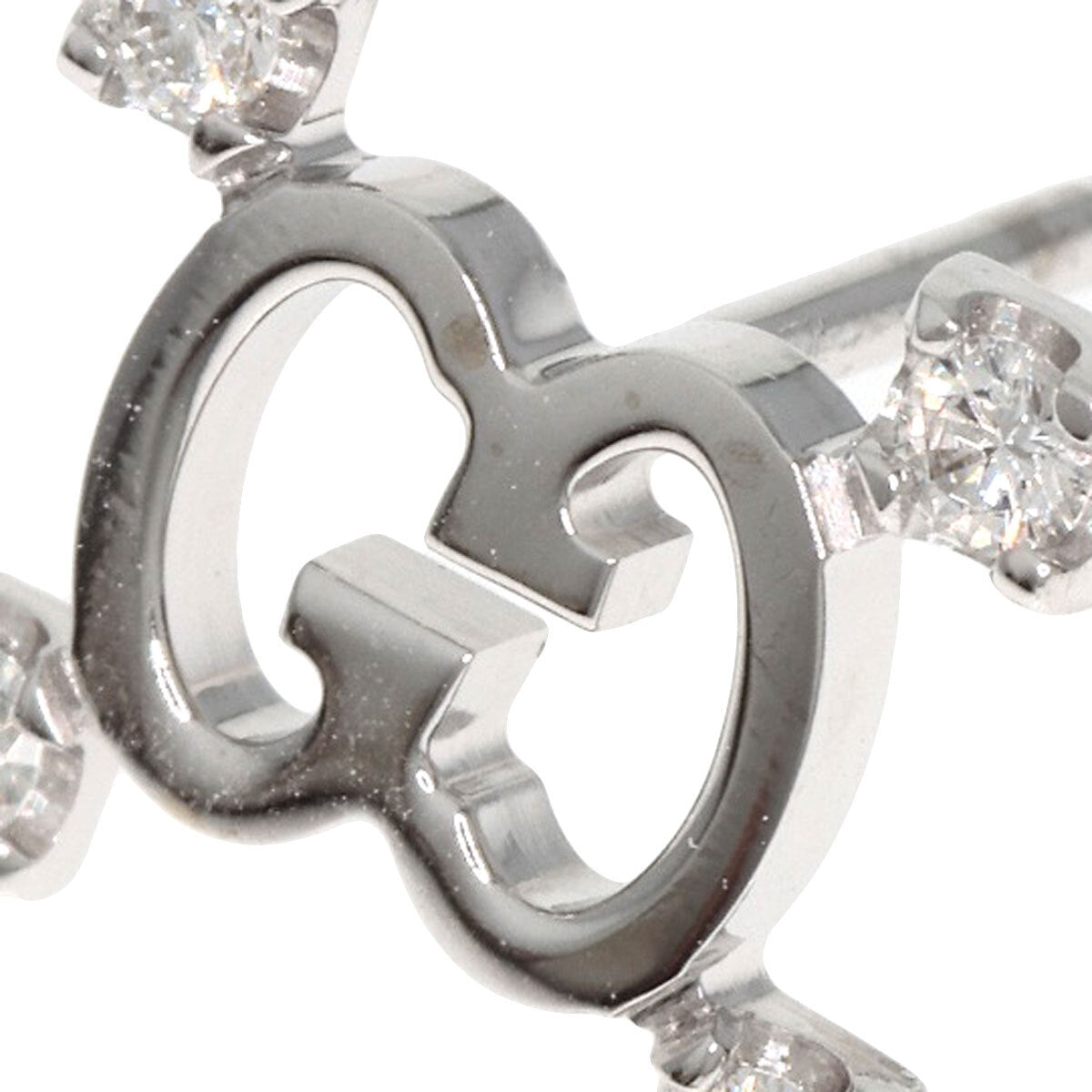 Gucci Earring Gg Logo Diamond K18 White Gold
