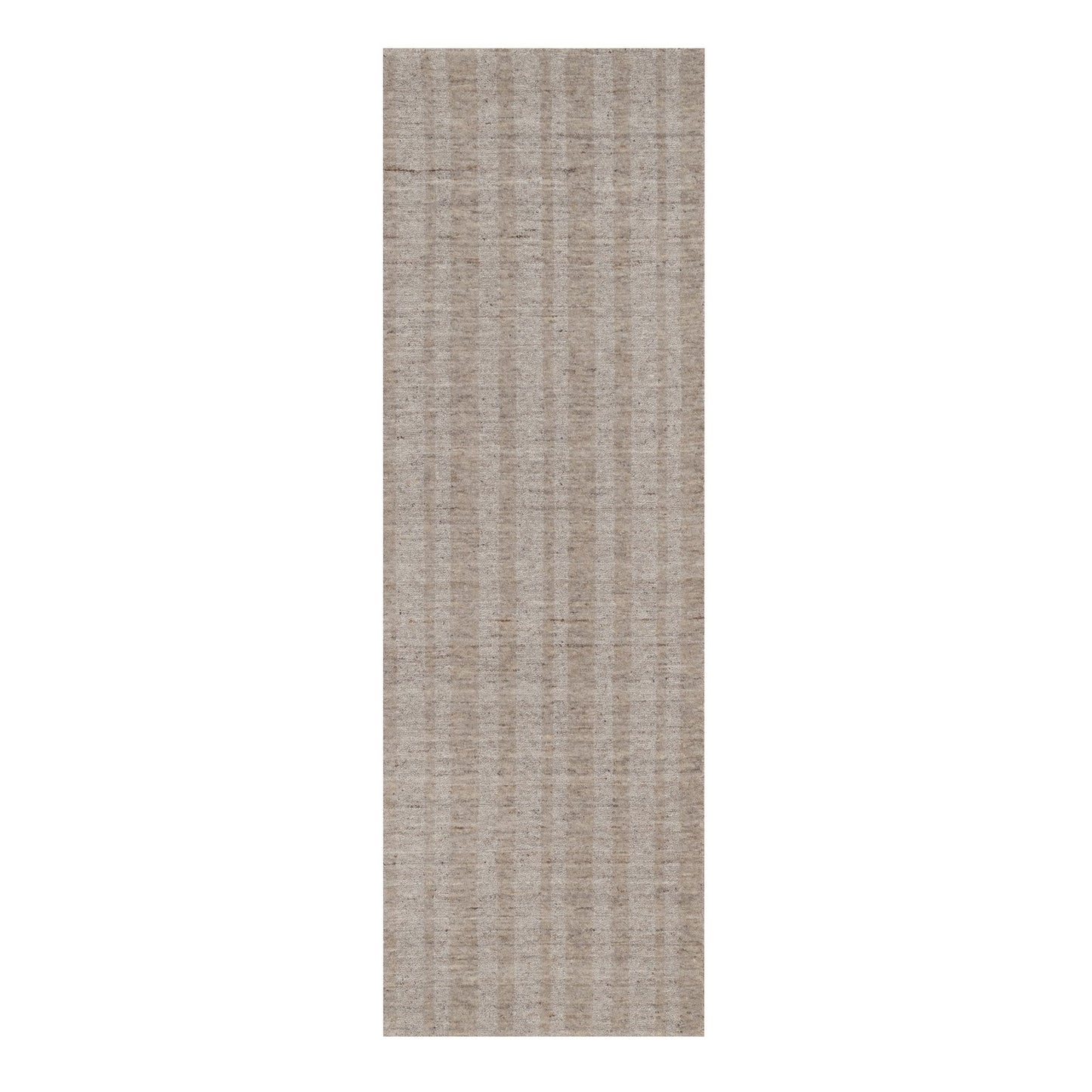2'7"X8' Brown Hand Loomed Natural Wool Vertical Stripes Design Runner Rug