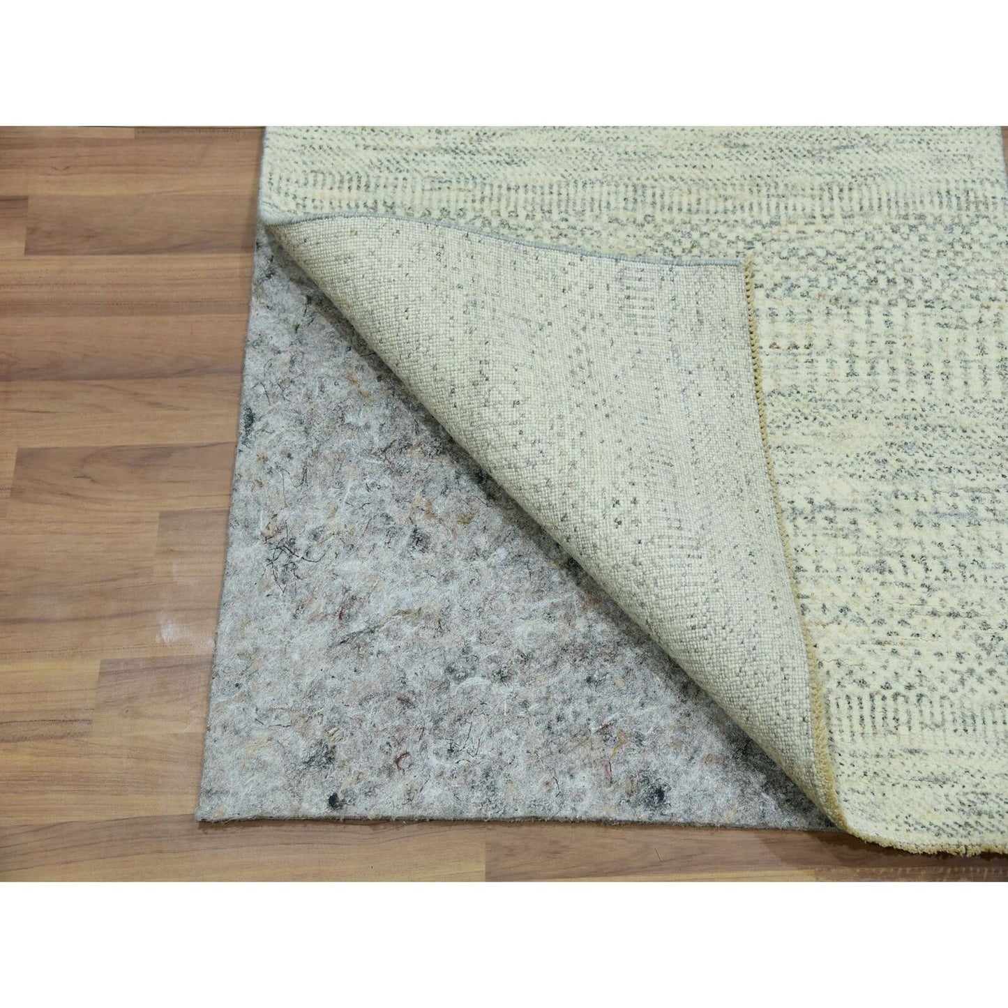 2'7"X10'1" White Hand Knotted Modern Grass Wool Runner Oriental Rug