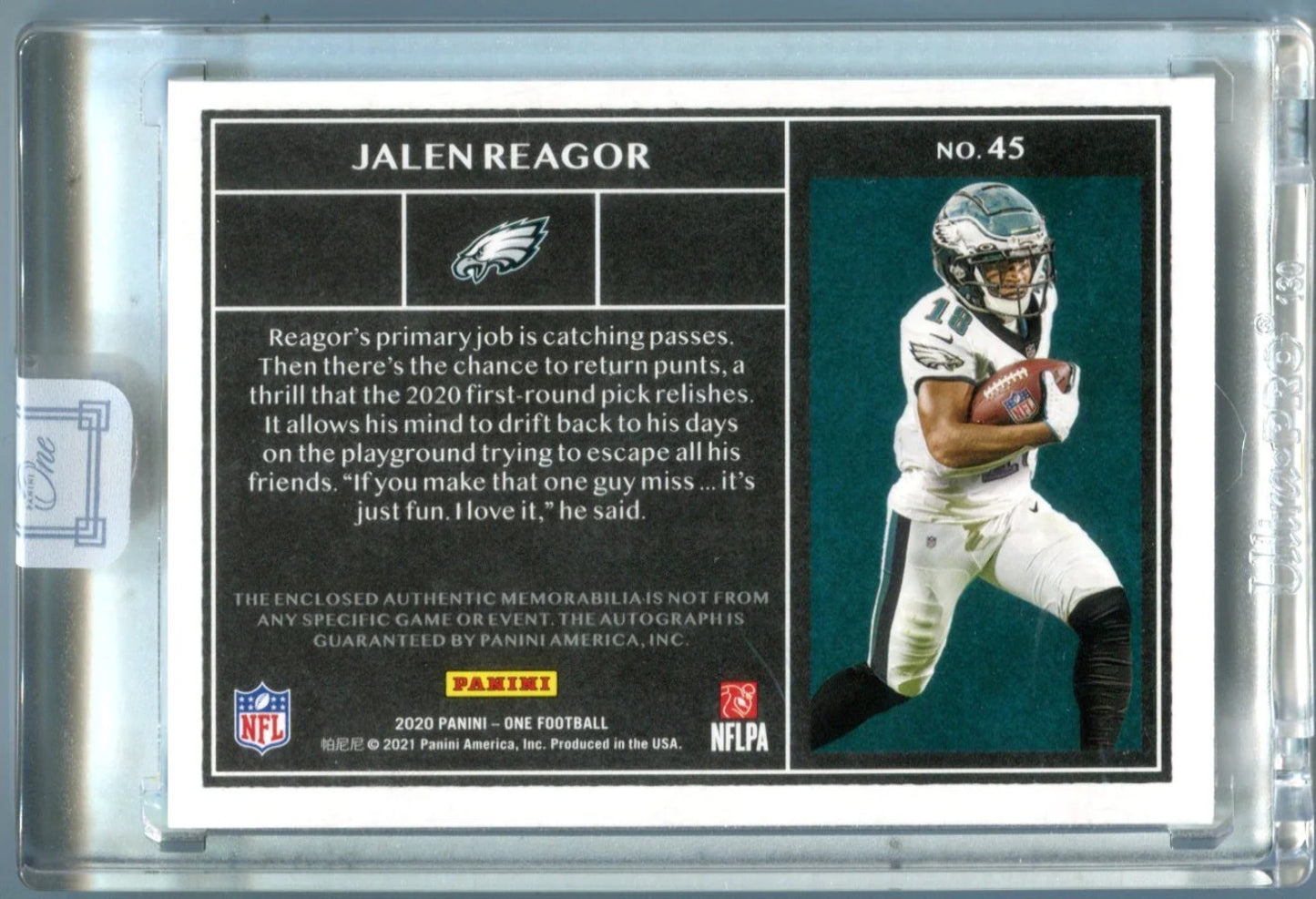 Jalen Reagor 2020 Panini One and One 02/25 Autographed Card (02/25)
