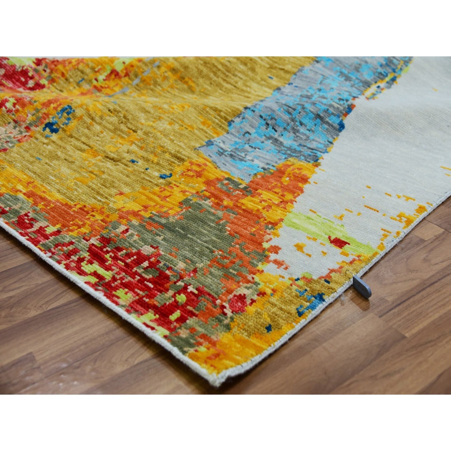 10'3"X14' Daisy Ivory Modern Abstract Design Pure Wool Hand Knotted Rug