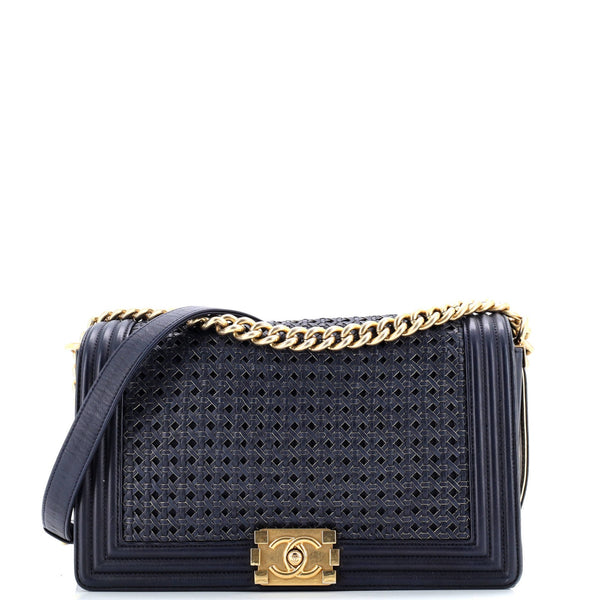 Chanel Boy Flap Bag Braided Sheepskin Large