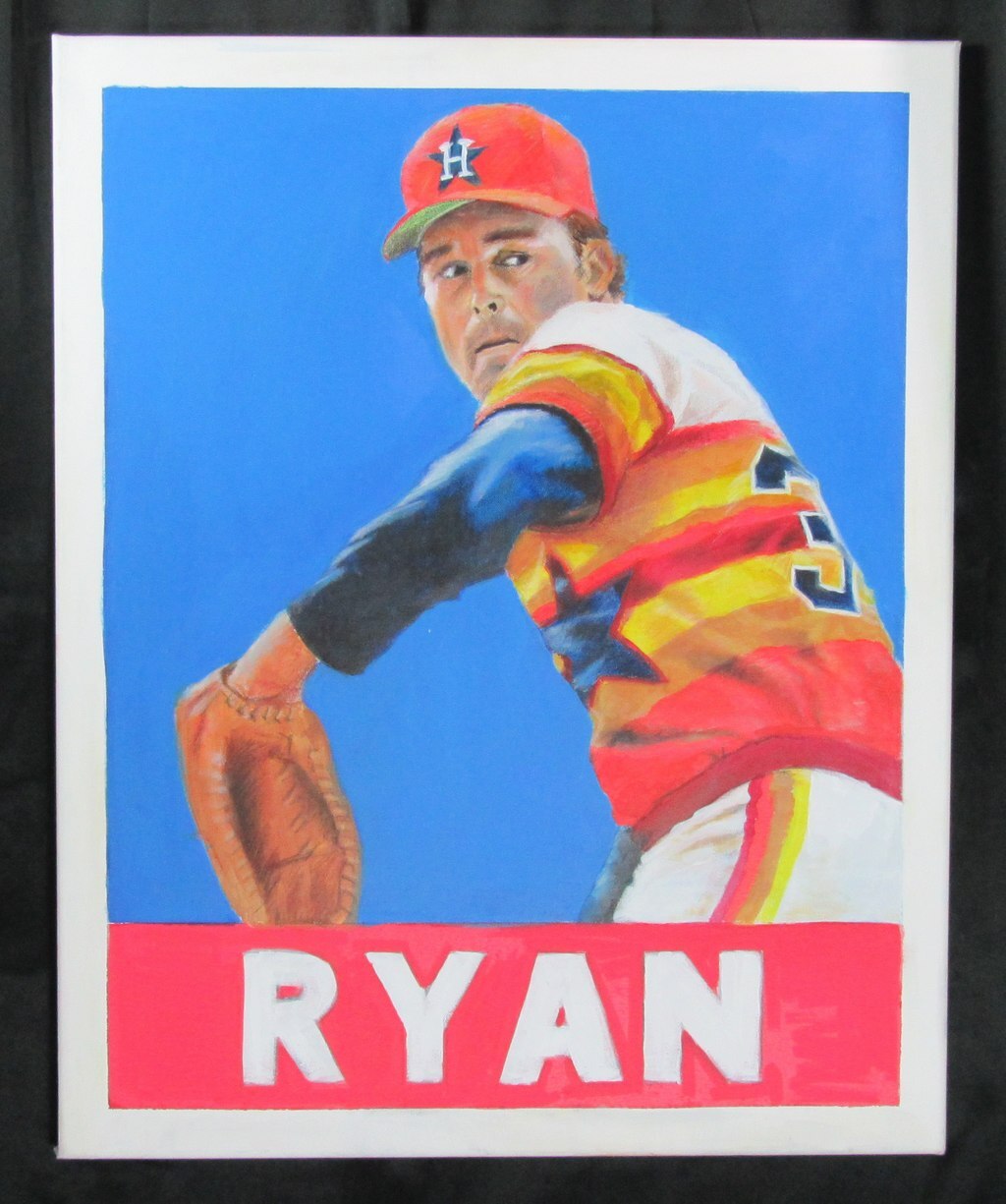 Nolan Ryan 24"X30" Canvas Hand Painted Acrylic