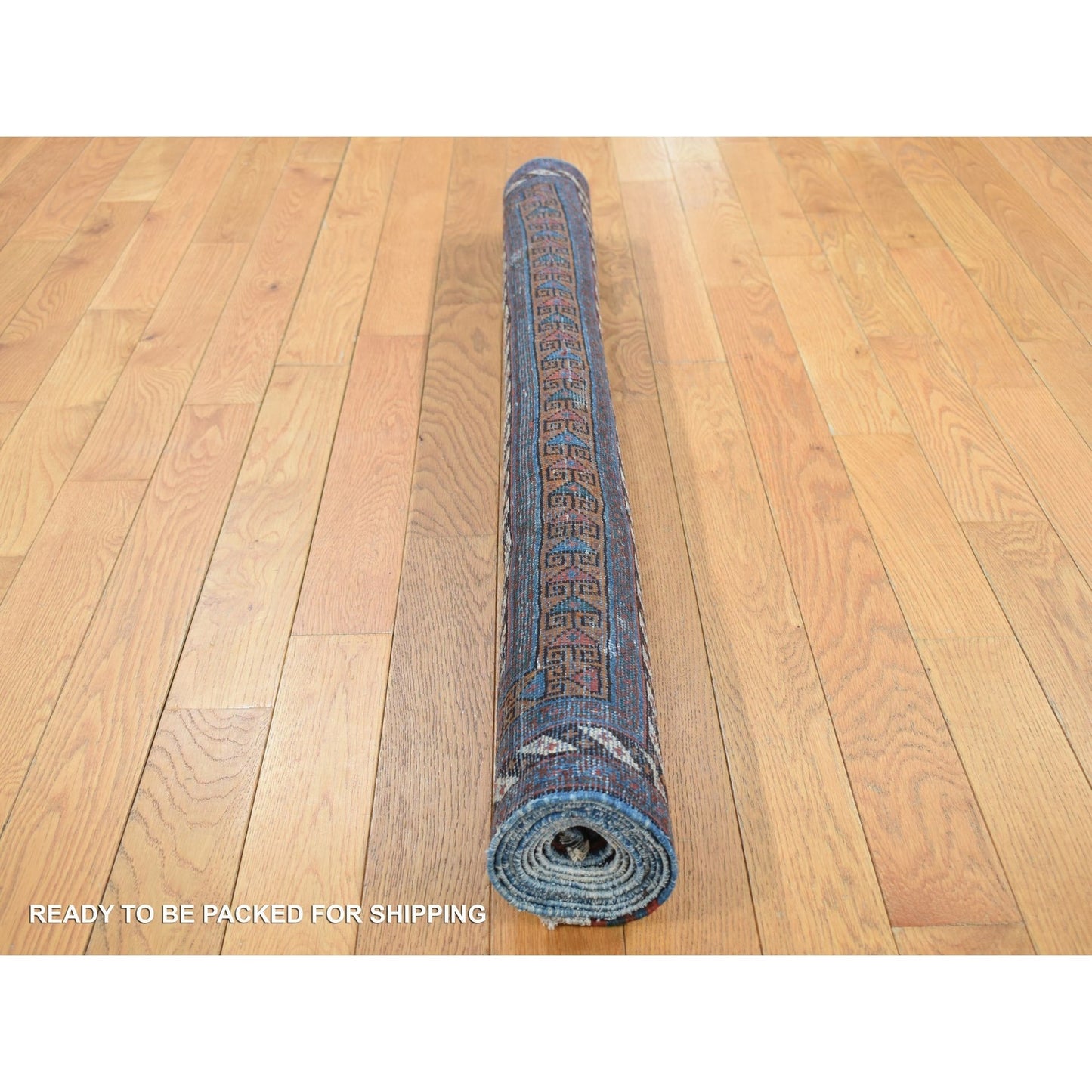 4'4"X6'10" Blue Antique Zoroastrian Hand Knotted Pure Wool Soft Clean Rug