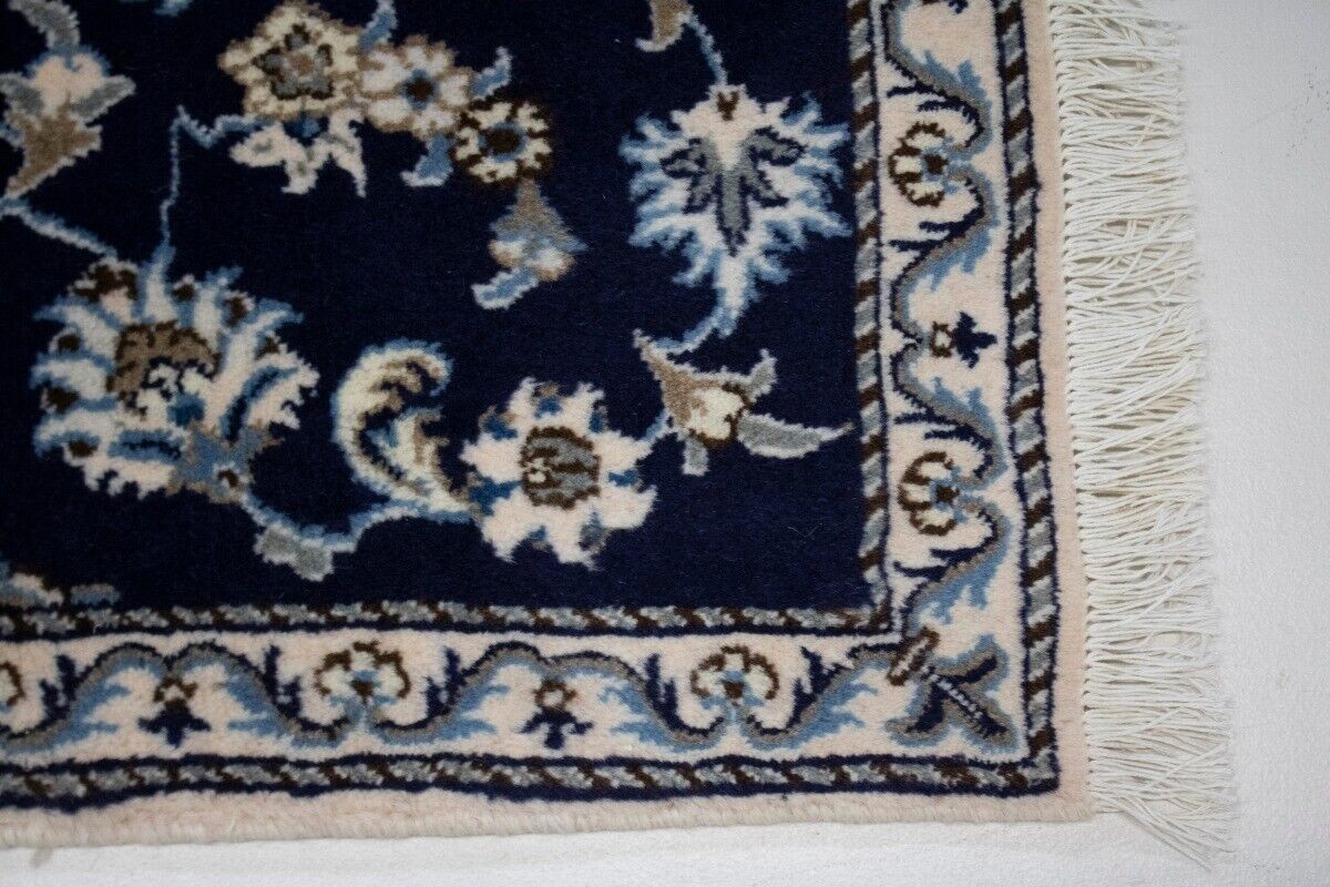 Handmade Traditional Navy Thick Pile Rug Small