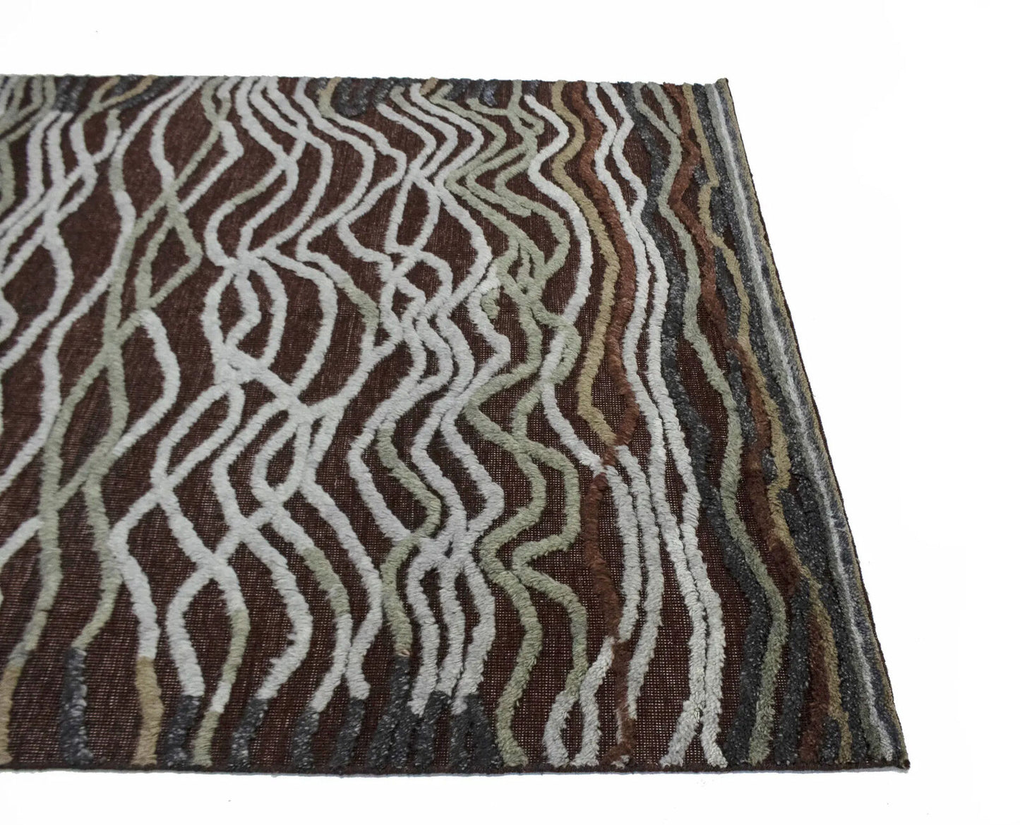 Handmade Modern Waves Area Rug High-Low Relief