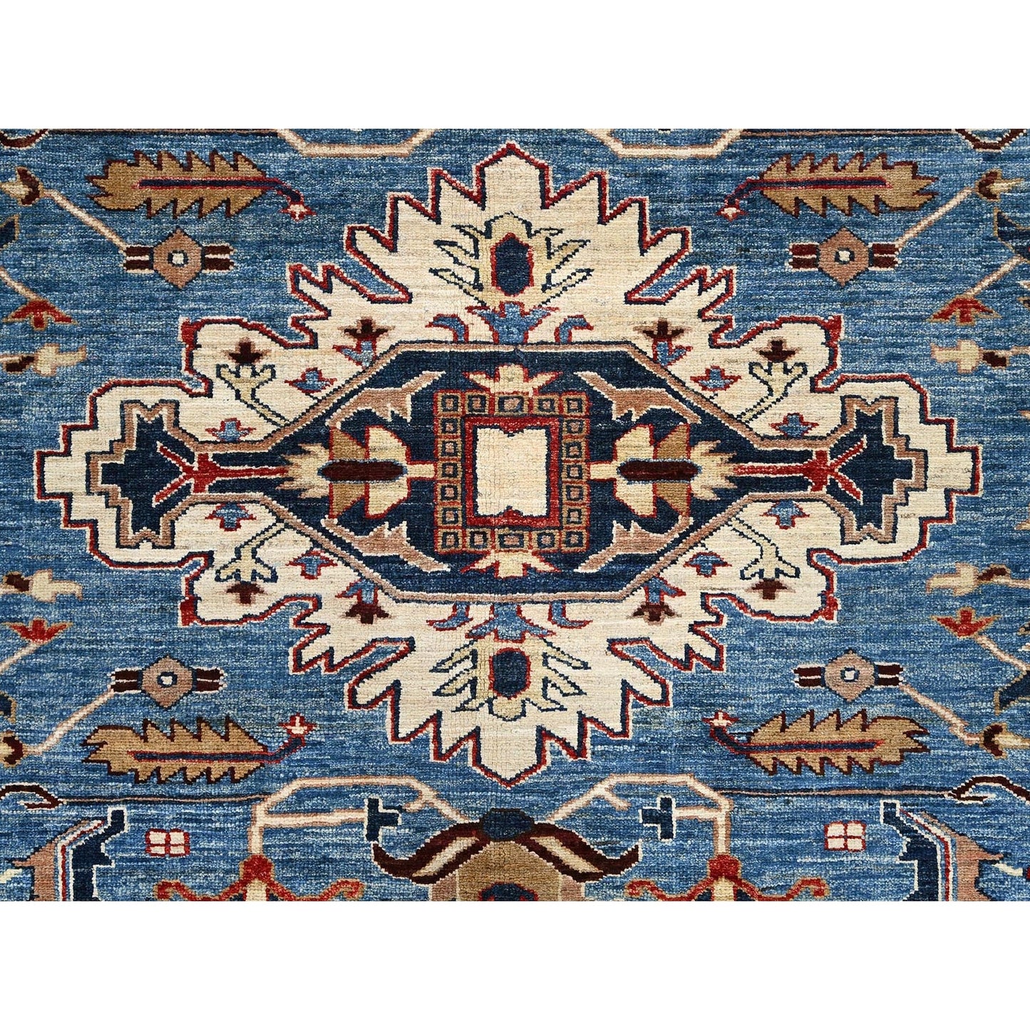 10'X13'4" Coronet Blue Vibrant Wool Super Kazak Hand Knotted Oriental Rug