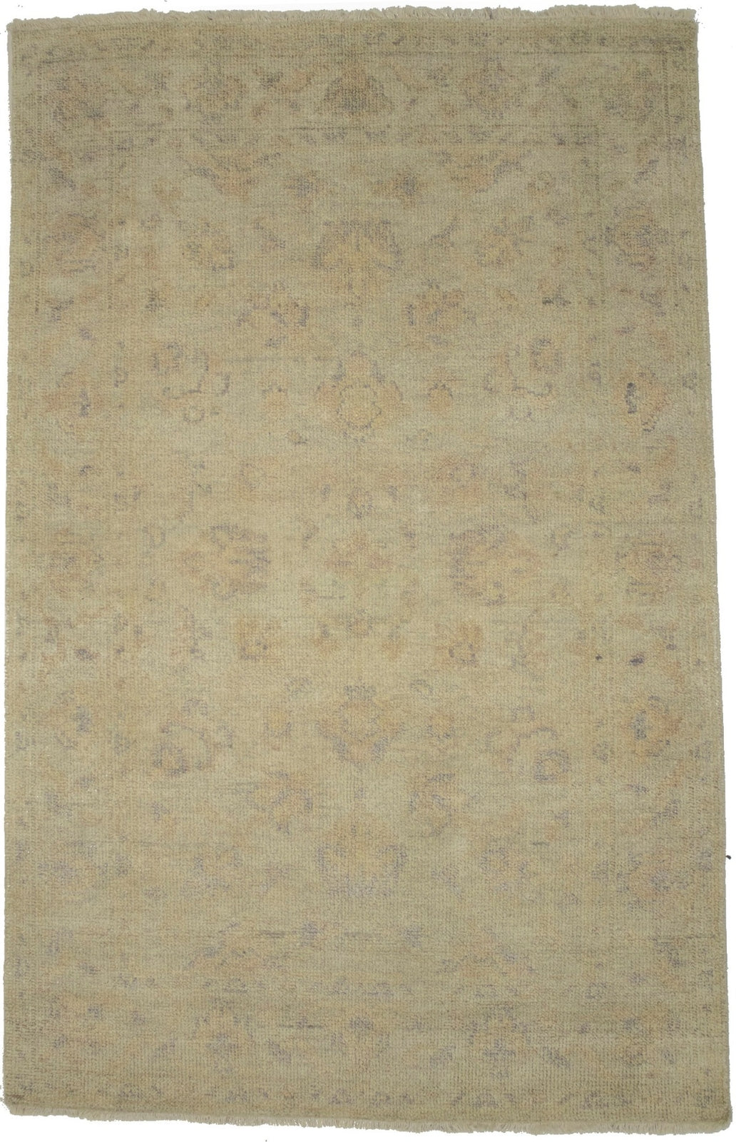 Handmade Oushak Chobi Oriental Rug Muted Floral